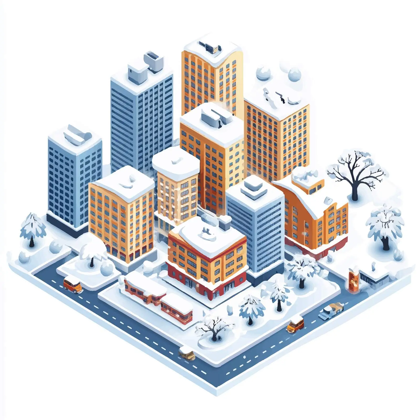 Isometric Snowy Cityscape Illustration — free download from Dotvec