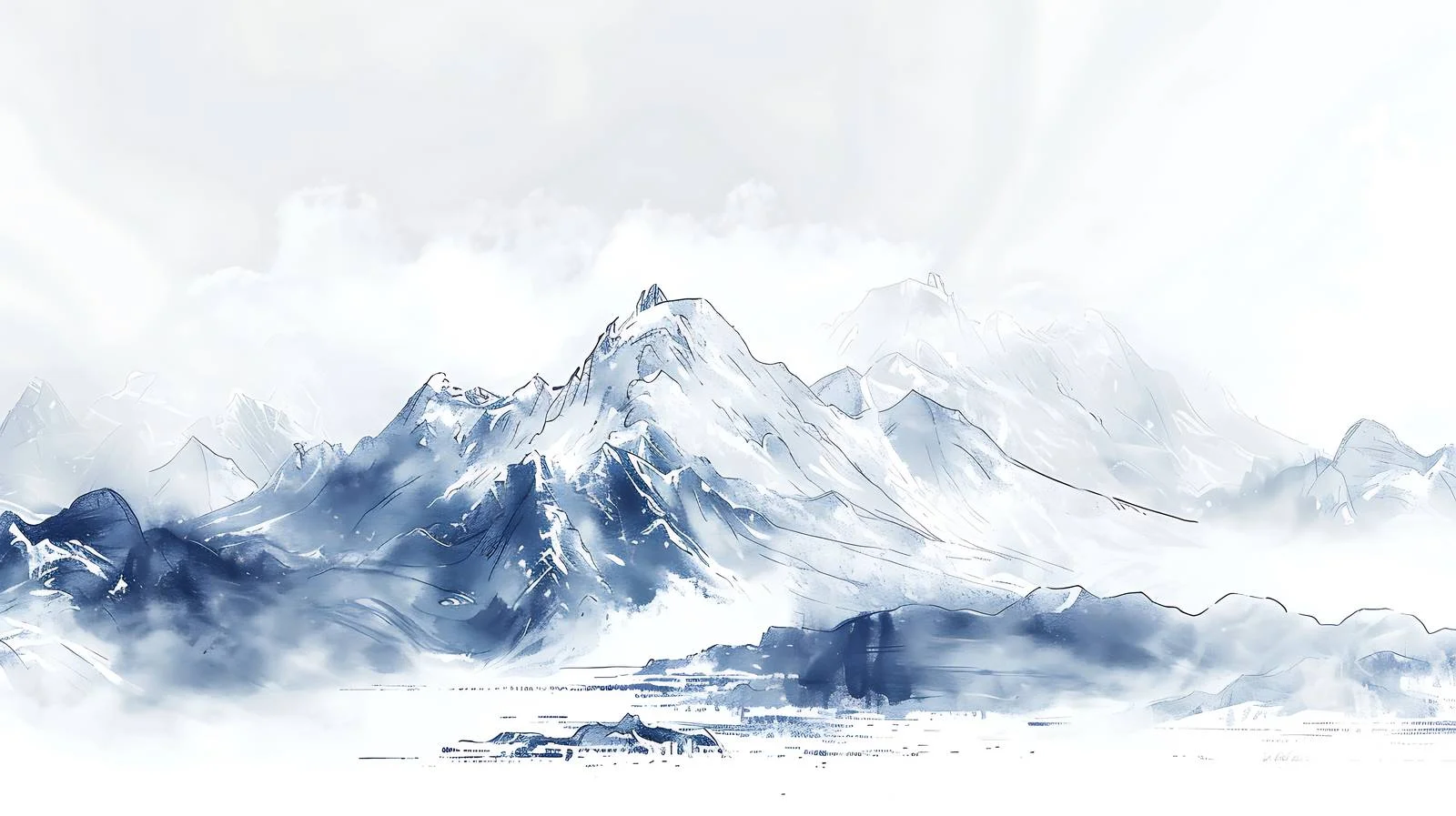 Haizi Mountain Sketch Isolated Snowy Scenery — free download from Dotvec