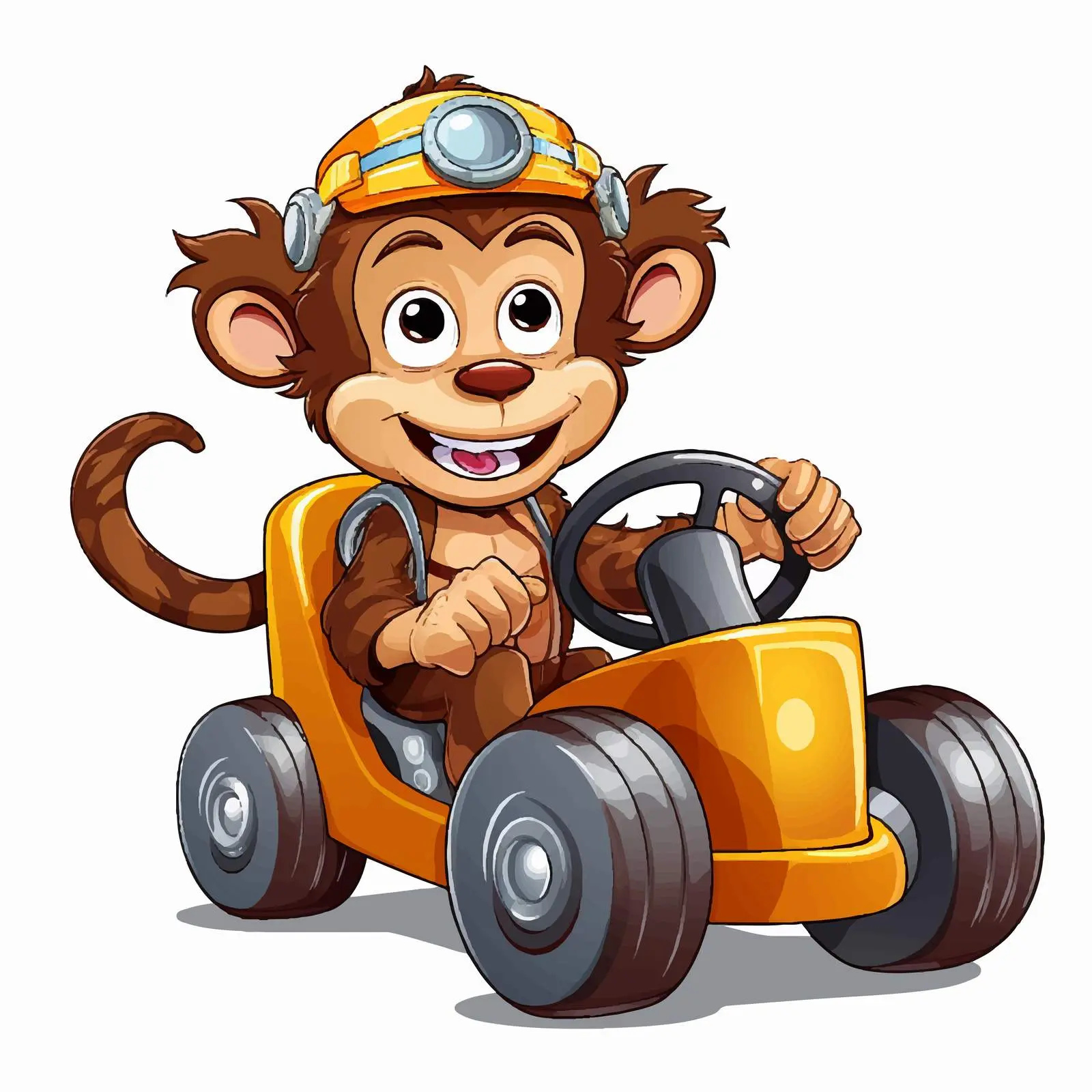 Monkey Racing Drivers in Soap Box Derby Illustration — free download from Dotvec