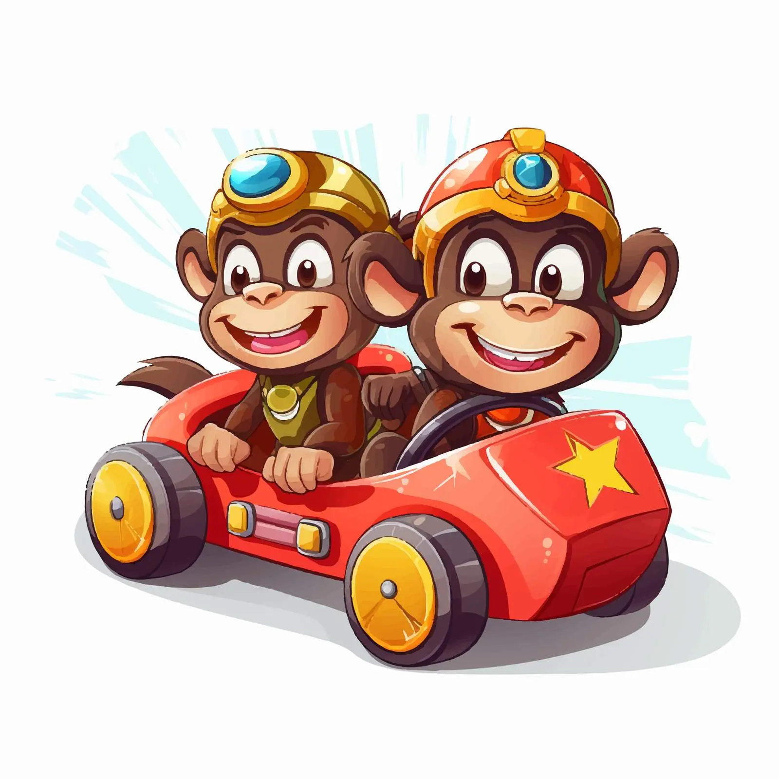 Monkey Racing Drivers at Soap Box Derby – free entertaining art image from Dotvec
