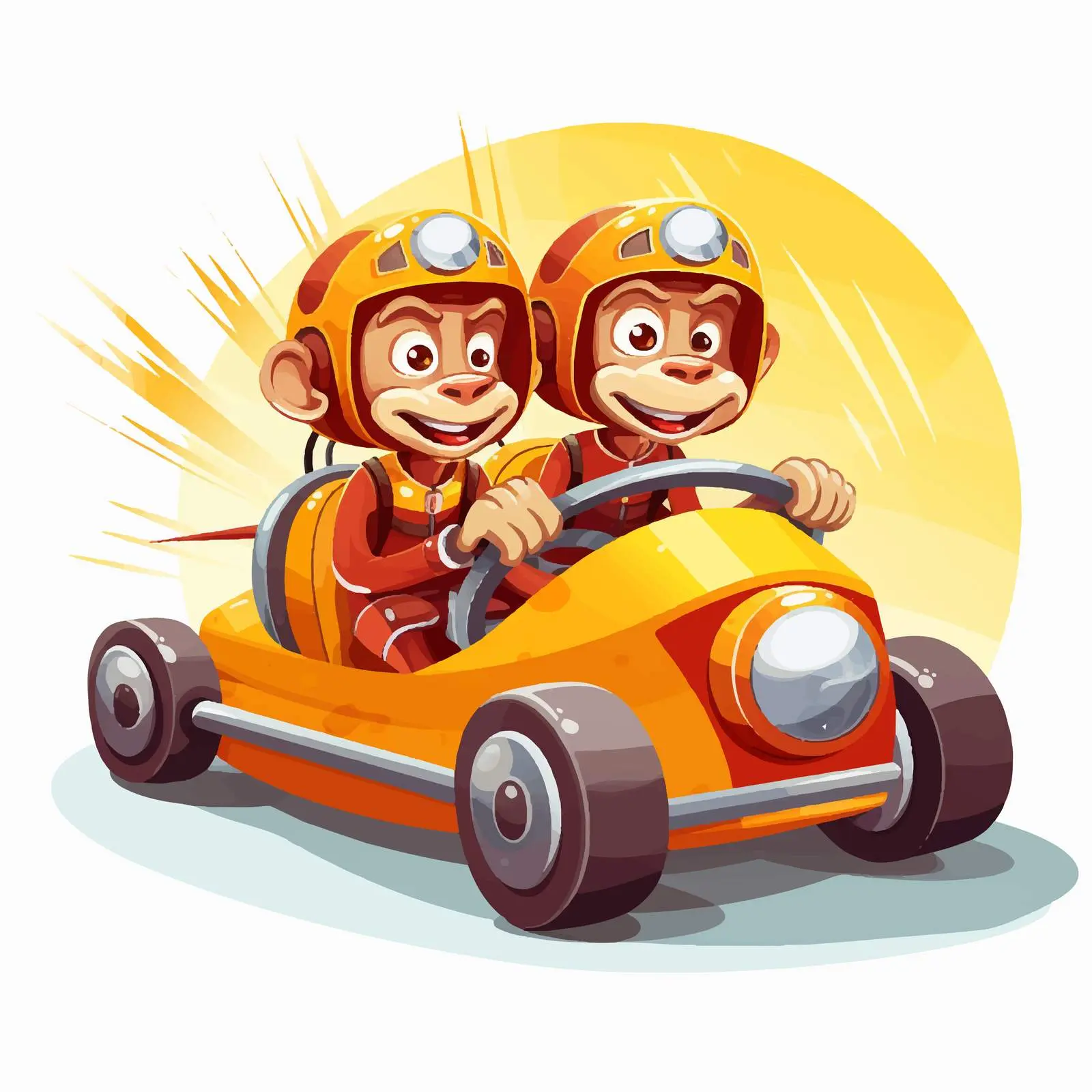 Monkey Racing Drivers in Soap Box Derby Illustration — free download from Dotvec