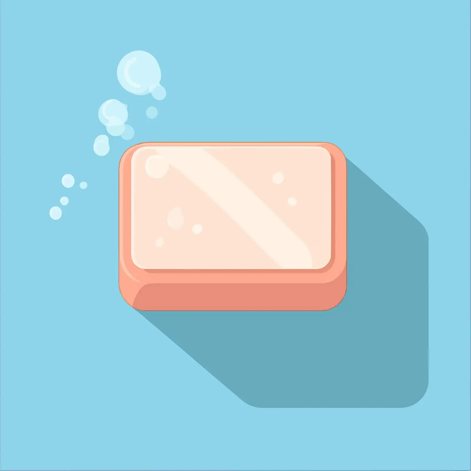 Flat Soap Icon with Long Shadow on Blue Background — free download from Dotvec