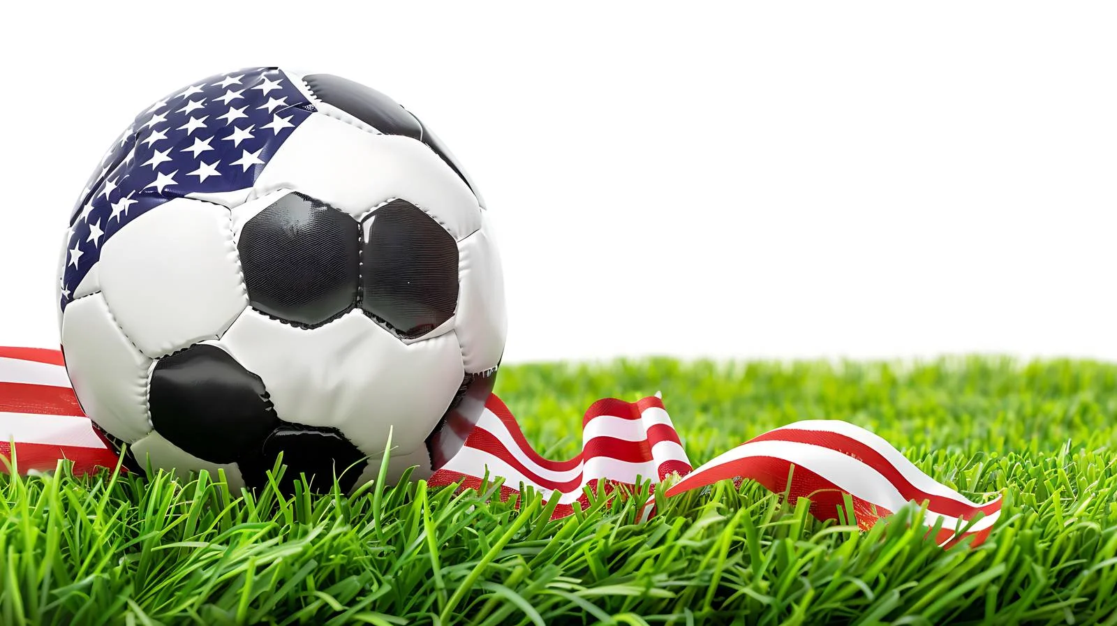 Patriotic soccer ball on grass field — free download from Dotvec