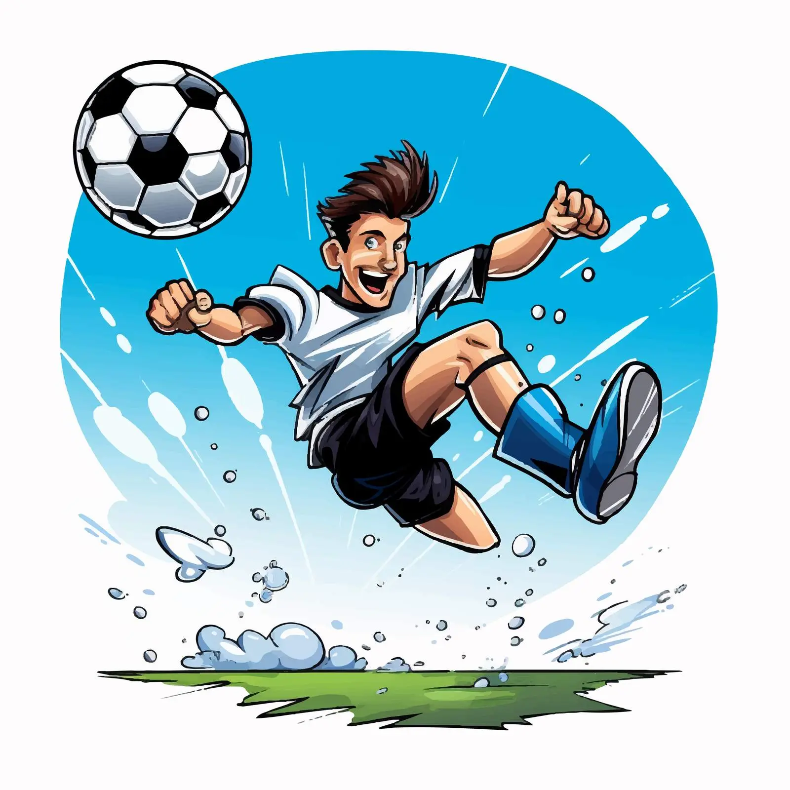Cartoon Soccer Football Kick in the Sky Vector — free download from Dotvec