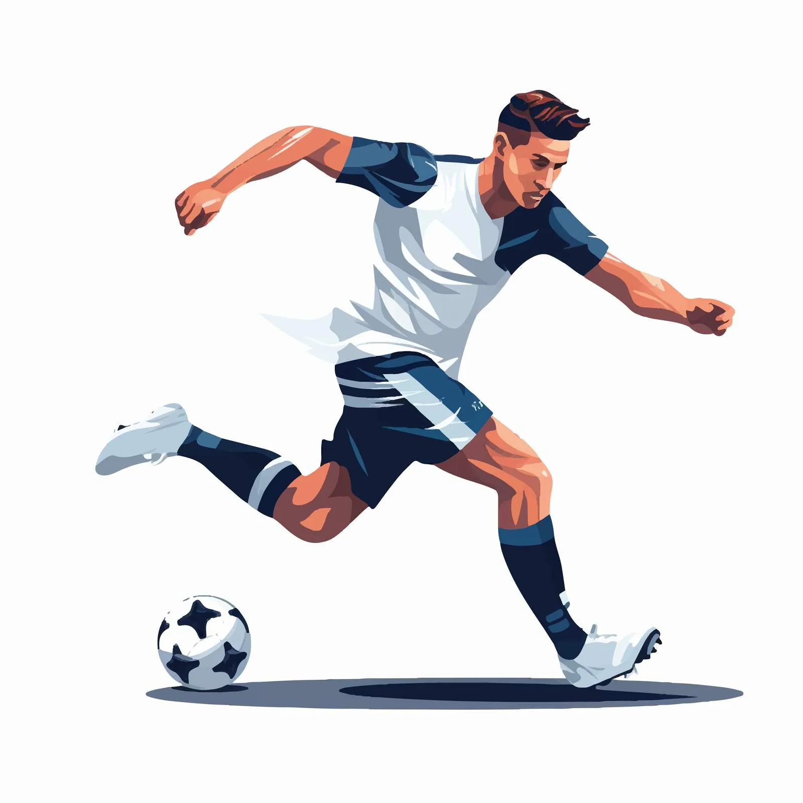 Man Soccer Player Hitting Football Action Vector — free download from Dotvec