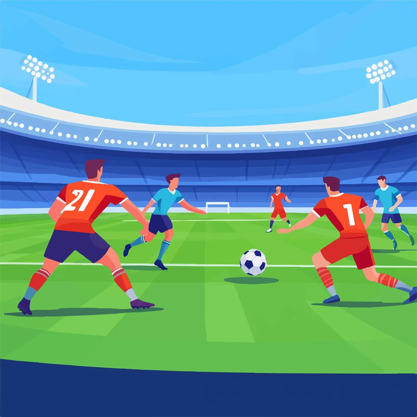 Soccer Players in Action at Stadium — free download from Dotvec