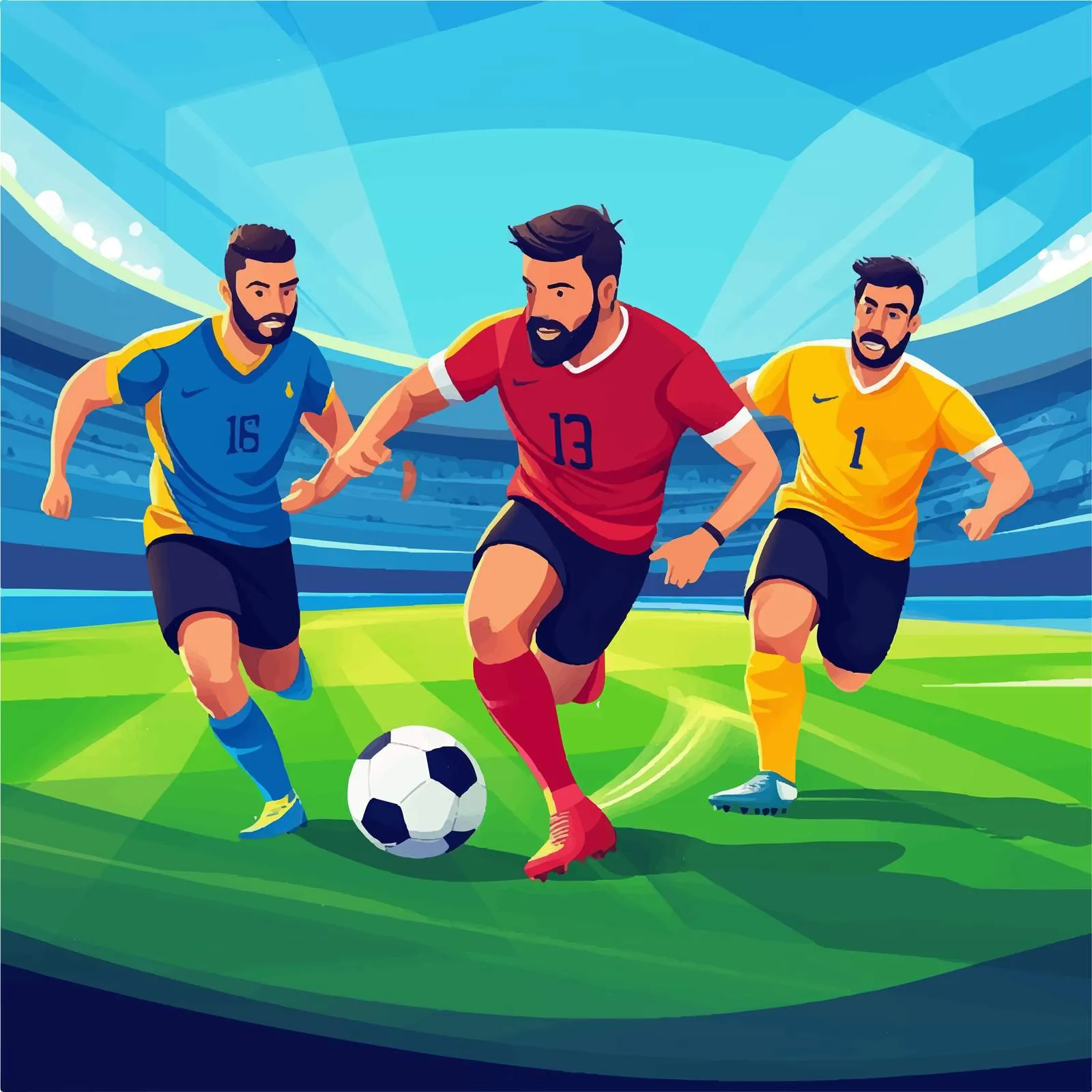 Soccer Players Competing at Stadium with Ball — free download from Dotvec