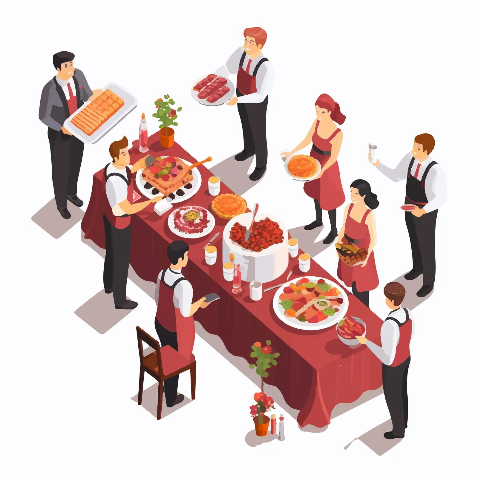 Isometric Vector Illustration of Social Event Catering — free download from Dotvec