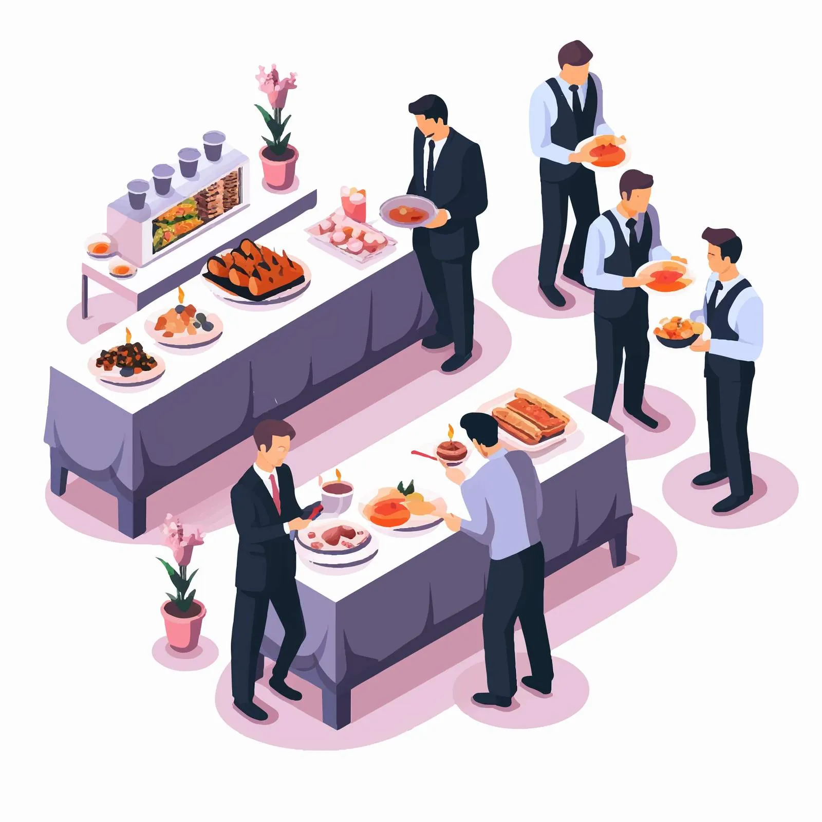 Isometric Vector Illustration of Social Event Catering — free download from Dotvec