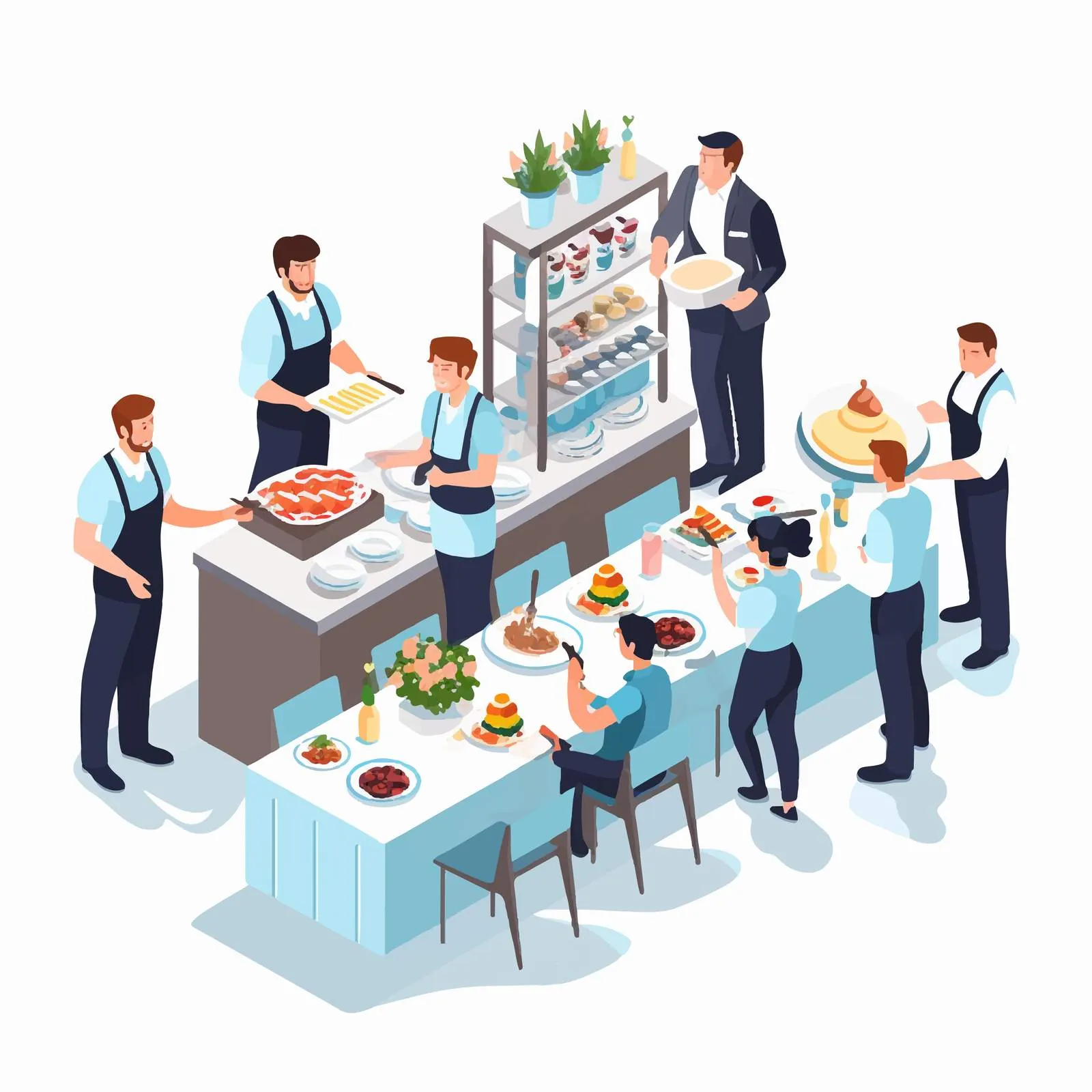 Isometric Vector Illustration of Social Event Catering — free download from Dotvec
