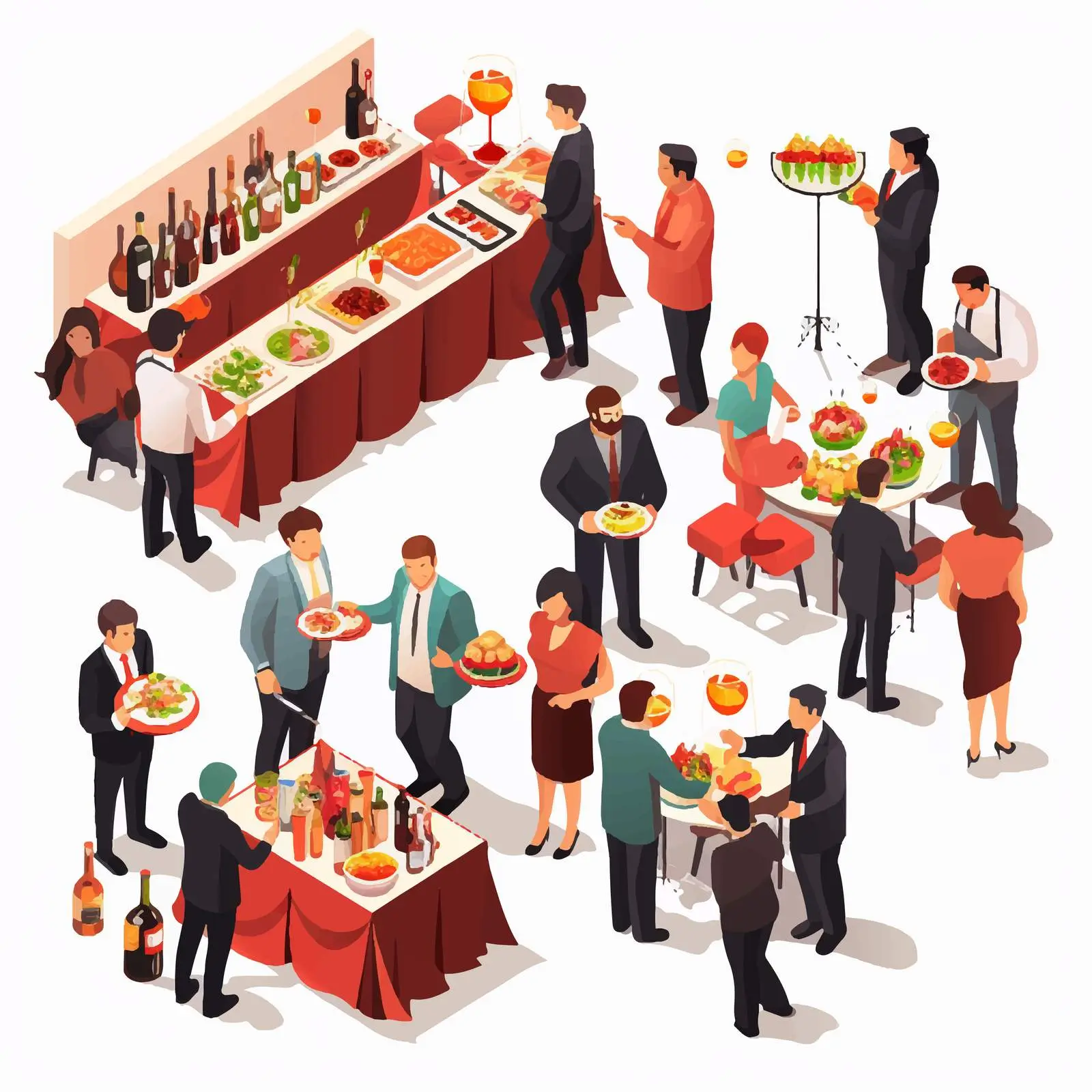 Isometric Vector Illustration of Guests Drinking – free guests drinking image from Dotvec