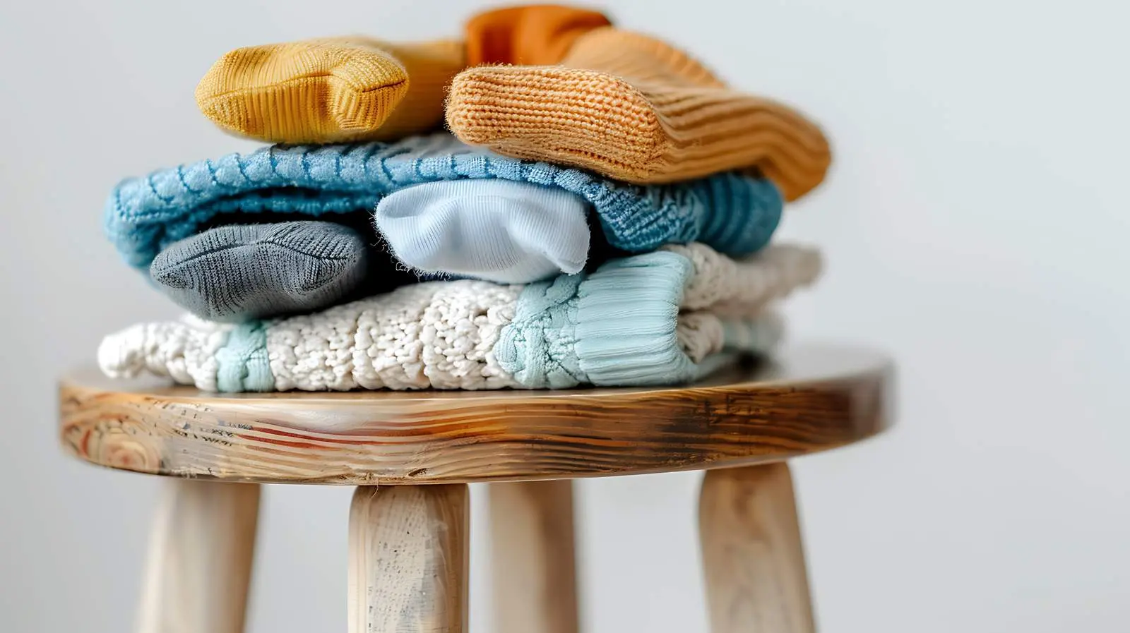 Newborn Baby Socks on Wooden Stool — free download from Dotvec