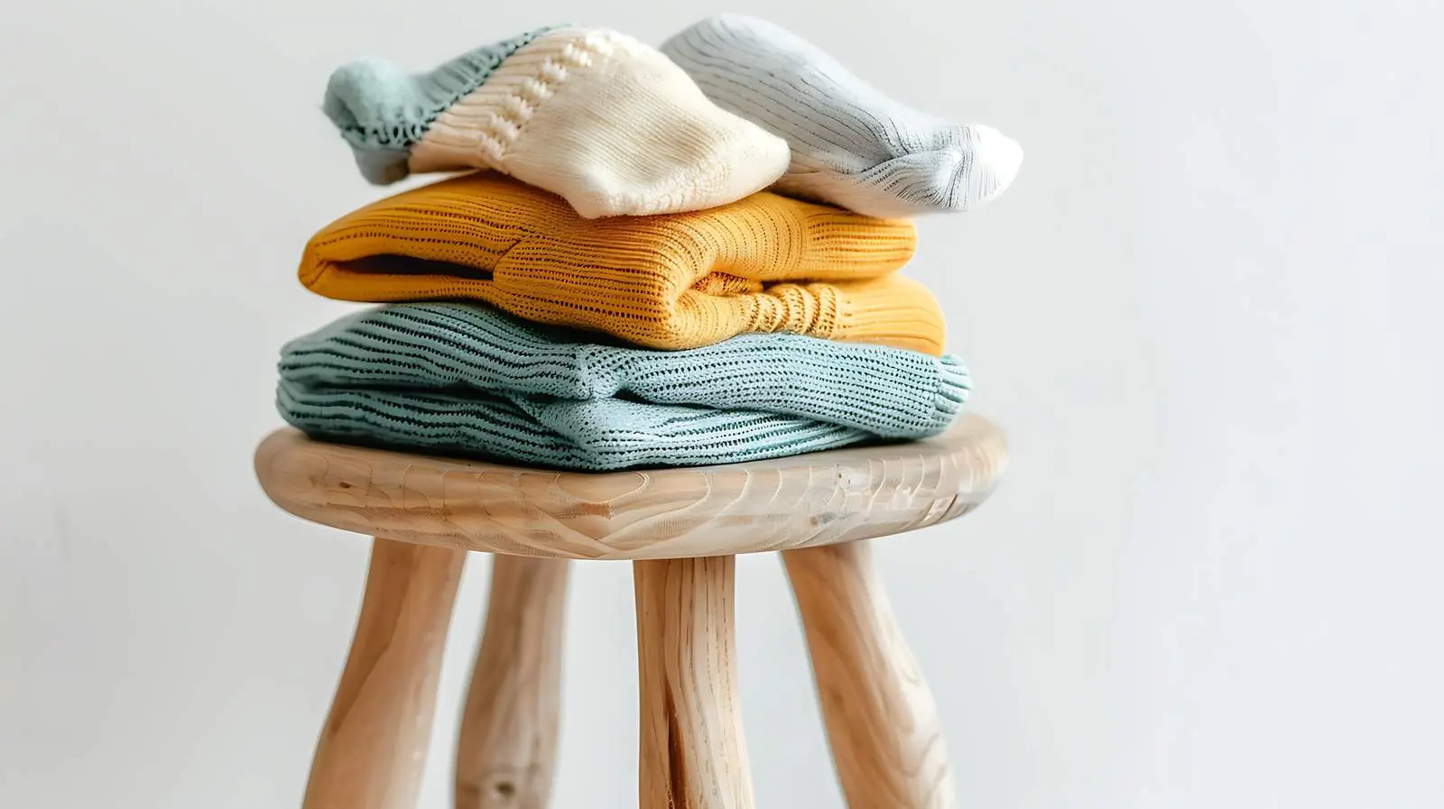 Newborn Baby Socks on Wooden Stool — free download from Dotvec