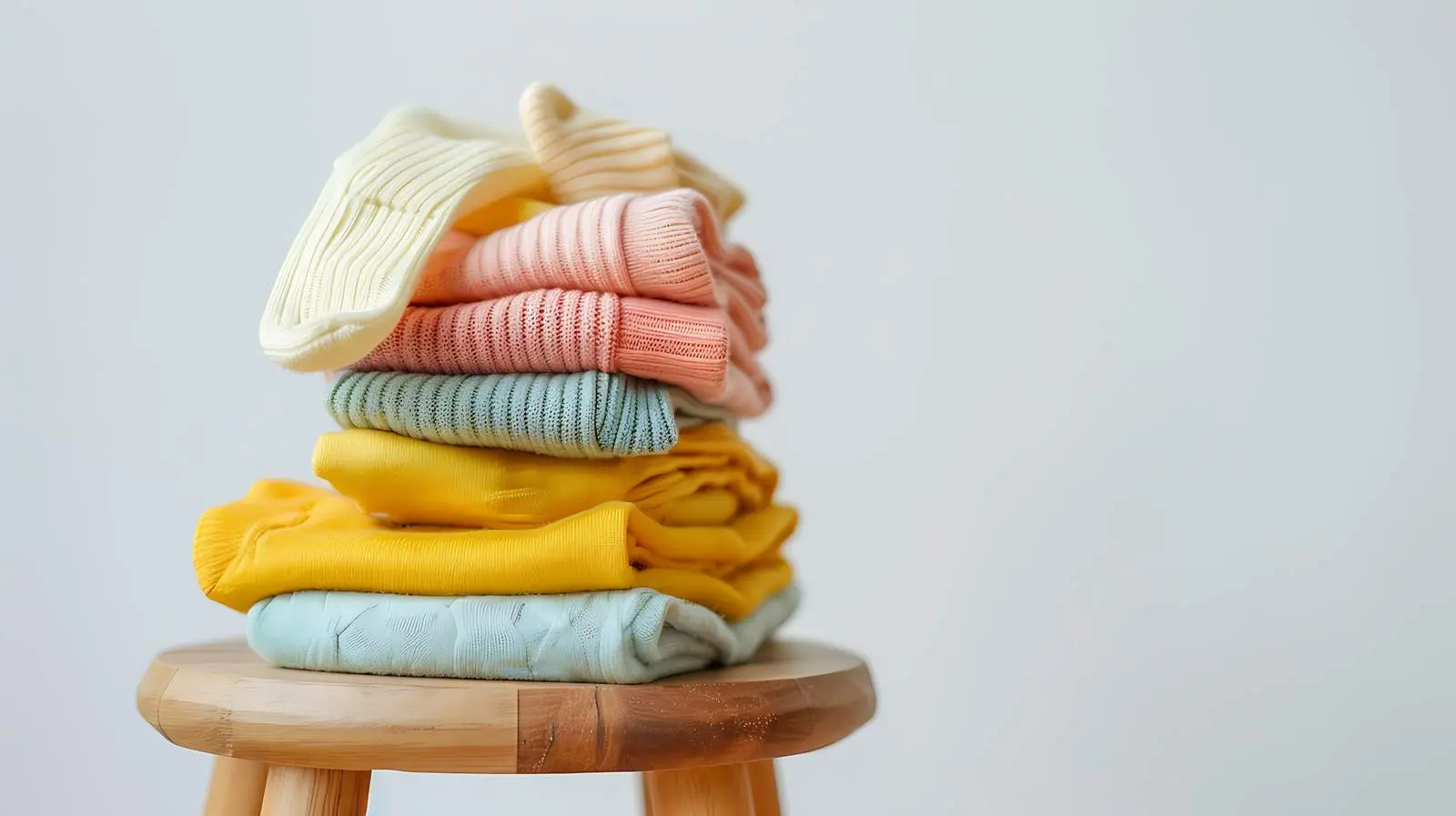 Newborn Baby Socks Stacked on Wooden Stool — free download from Dotvec