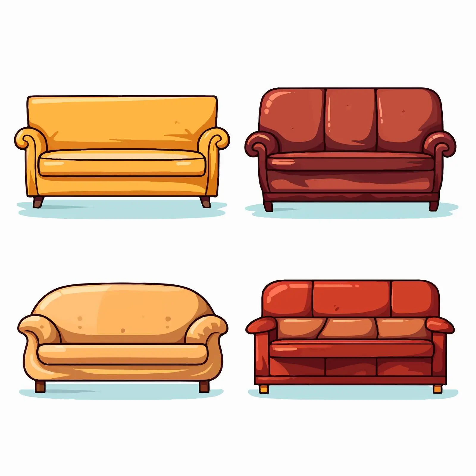 Cartoon Sofa Line Vector Illustration — free download from Dotvec