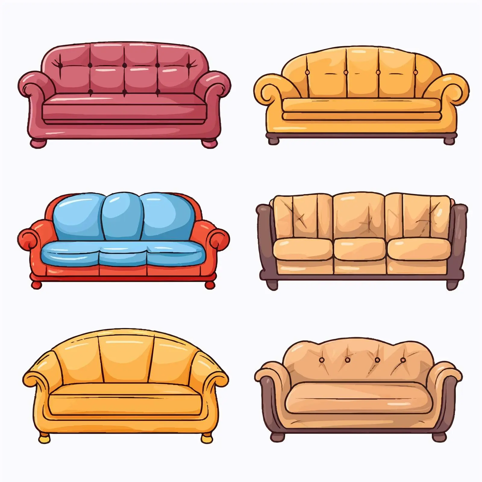 Cartoon Sofa Line Vector Illustration — free download from Dotvec