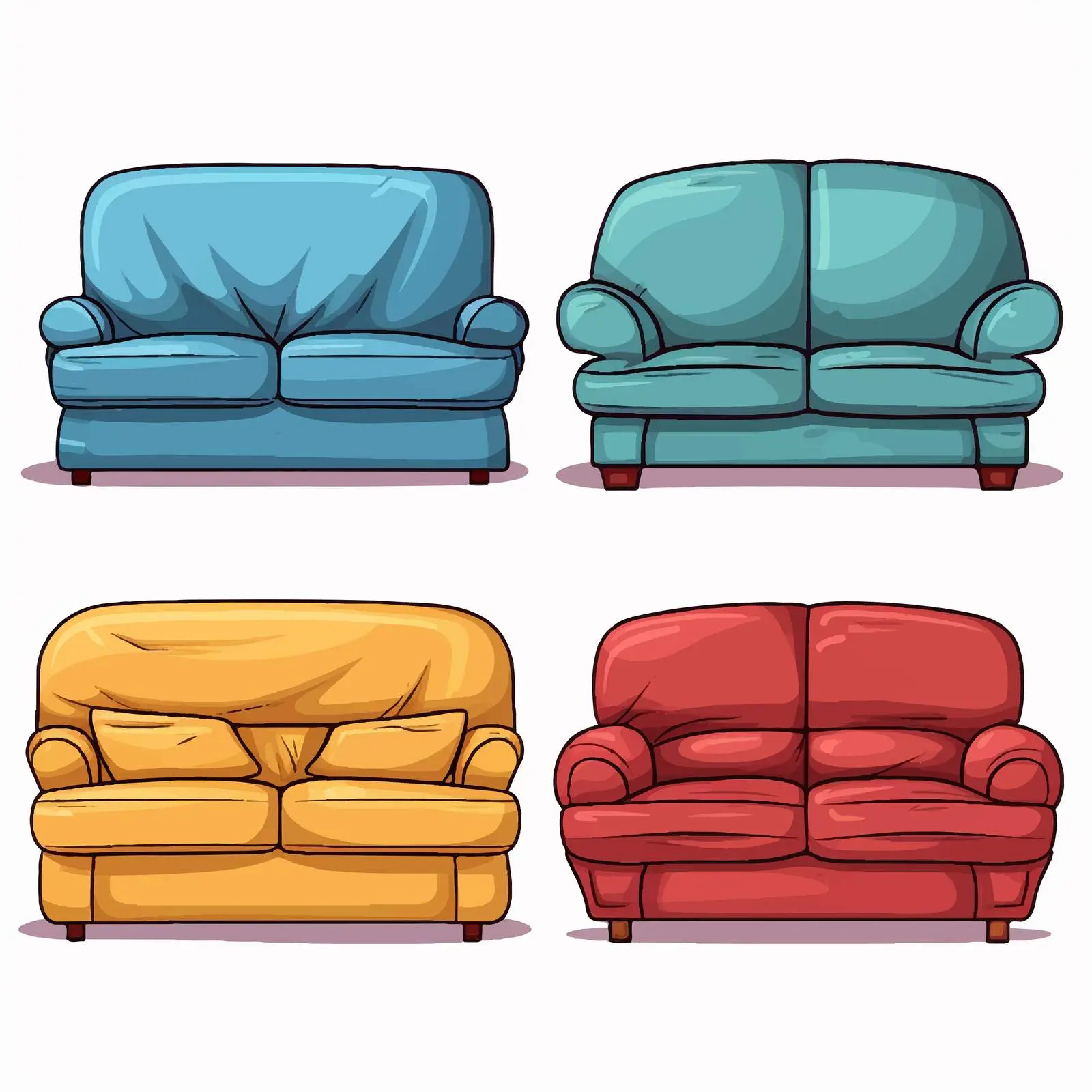 Cartoon Sofa Line Vector Illustration — free download from Dotvec