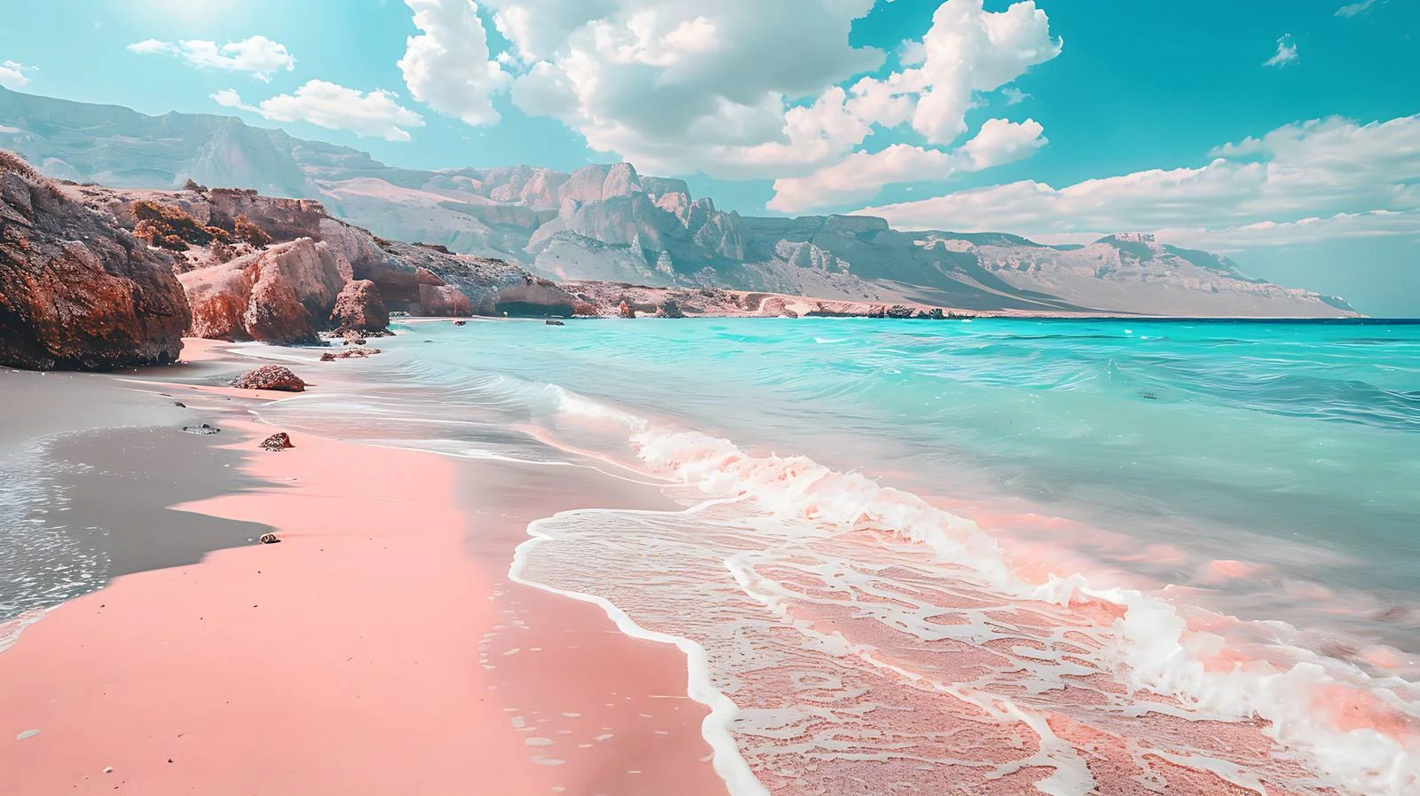 Tranquil Sea Waves on Pink Sand — free download from Dotvec