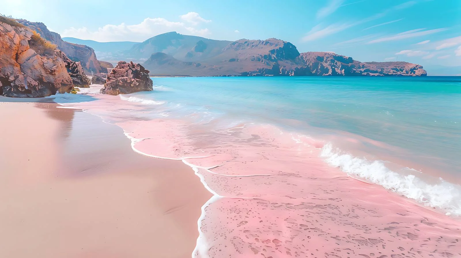 Tranquil Sea Waves on Pink Sand — free download from Dotvec