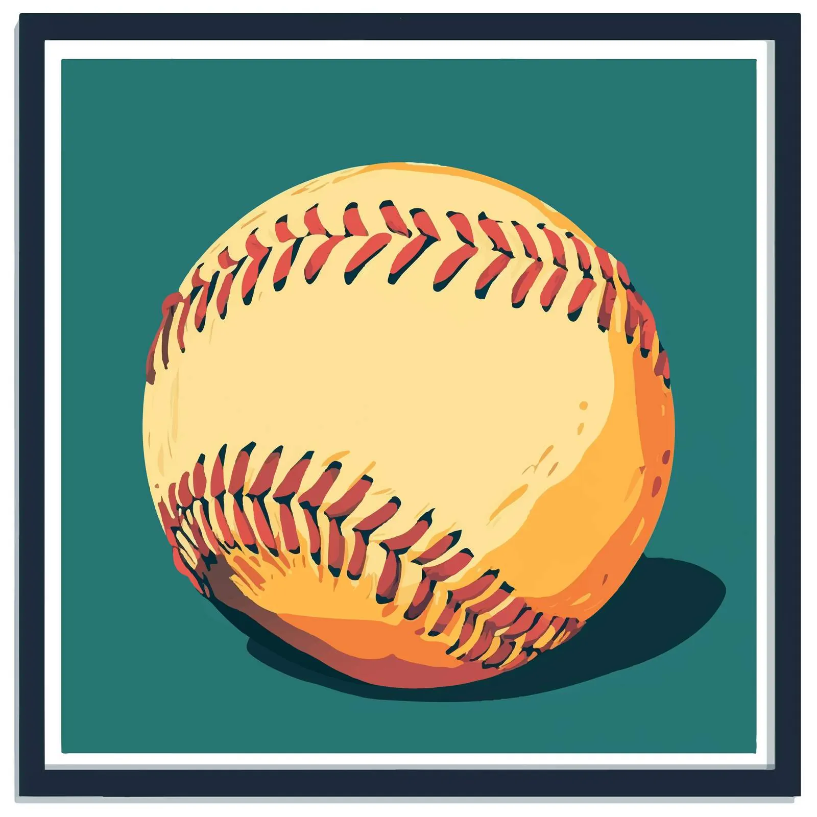 Softball Flat Vector Illustration within Frame — free download from Dotvec