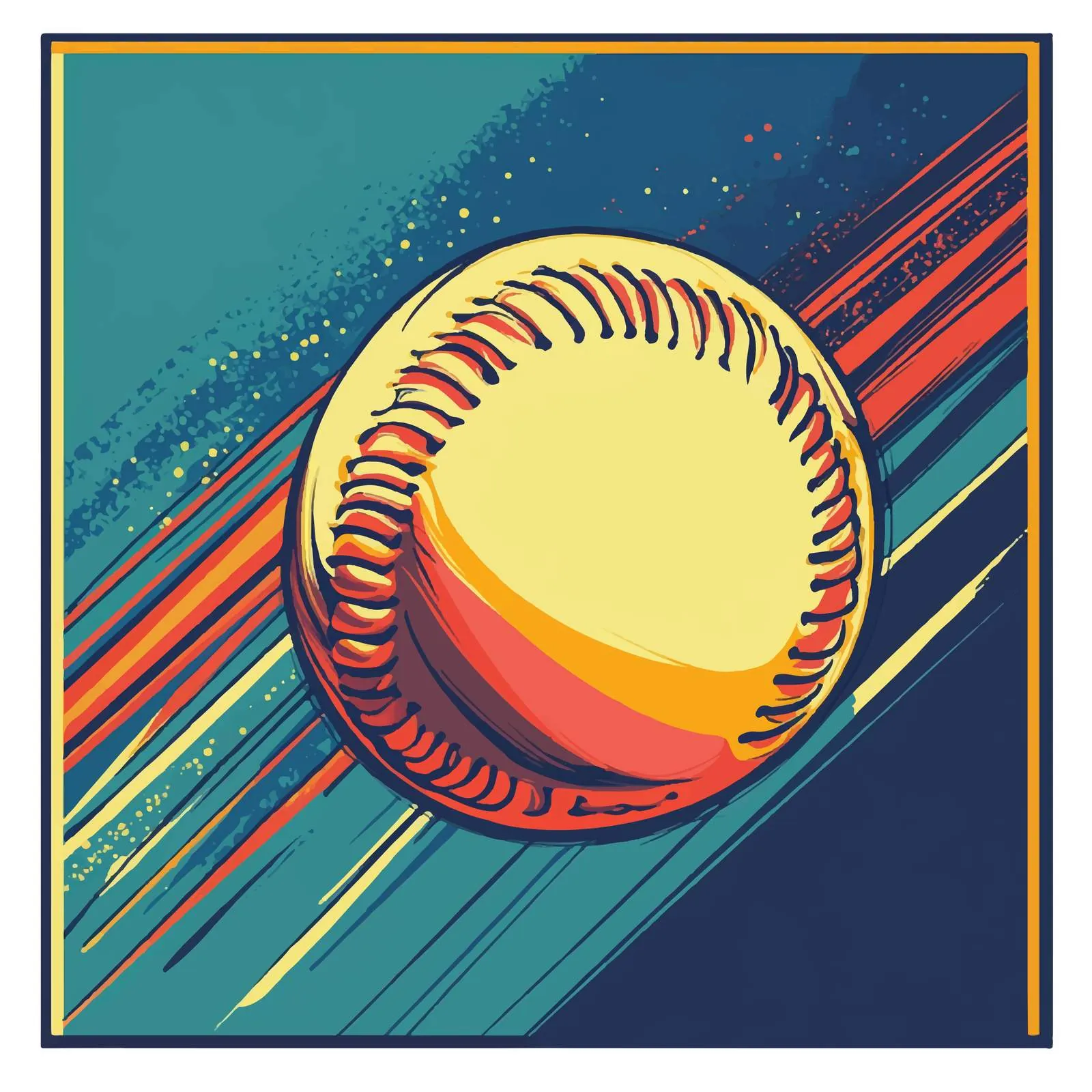 Softball Flat Vector Illustration in Frame — free download from Dotvec