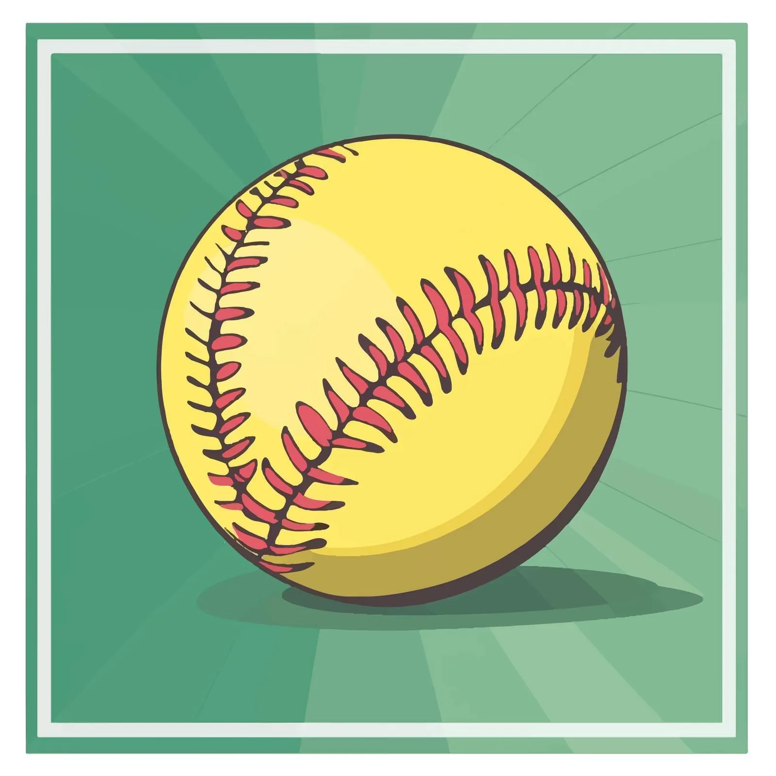 Softball Flat Vector Illustration in Frame – free softball image from Dotvec