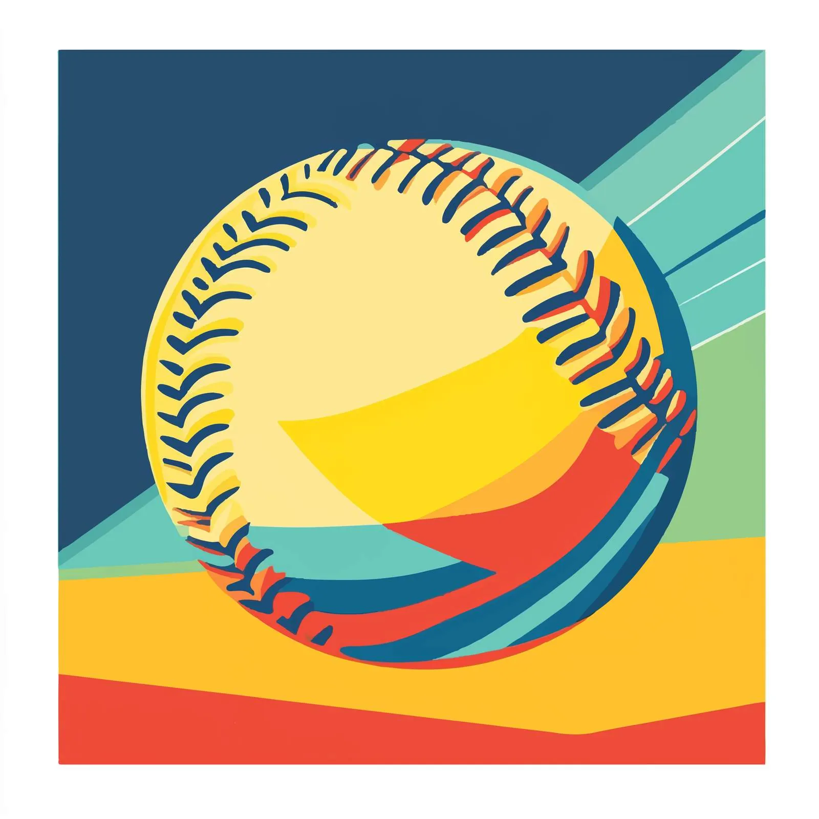 Flat Vector Illustration of Softball in Frame — free download from Dotvec