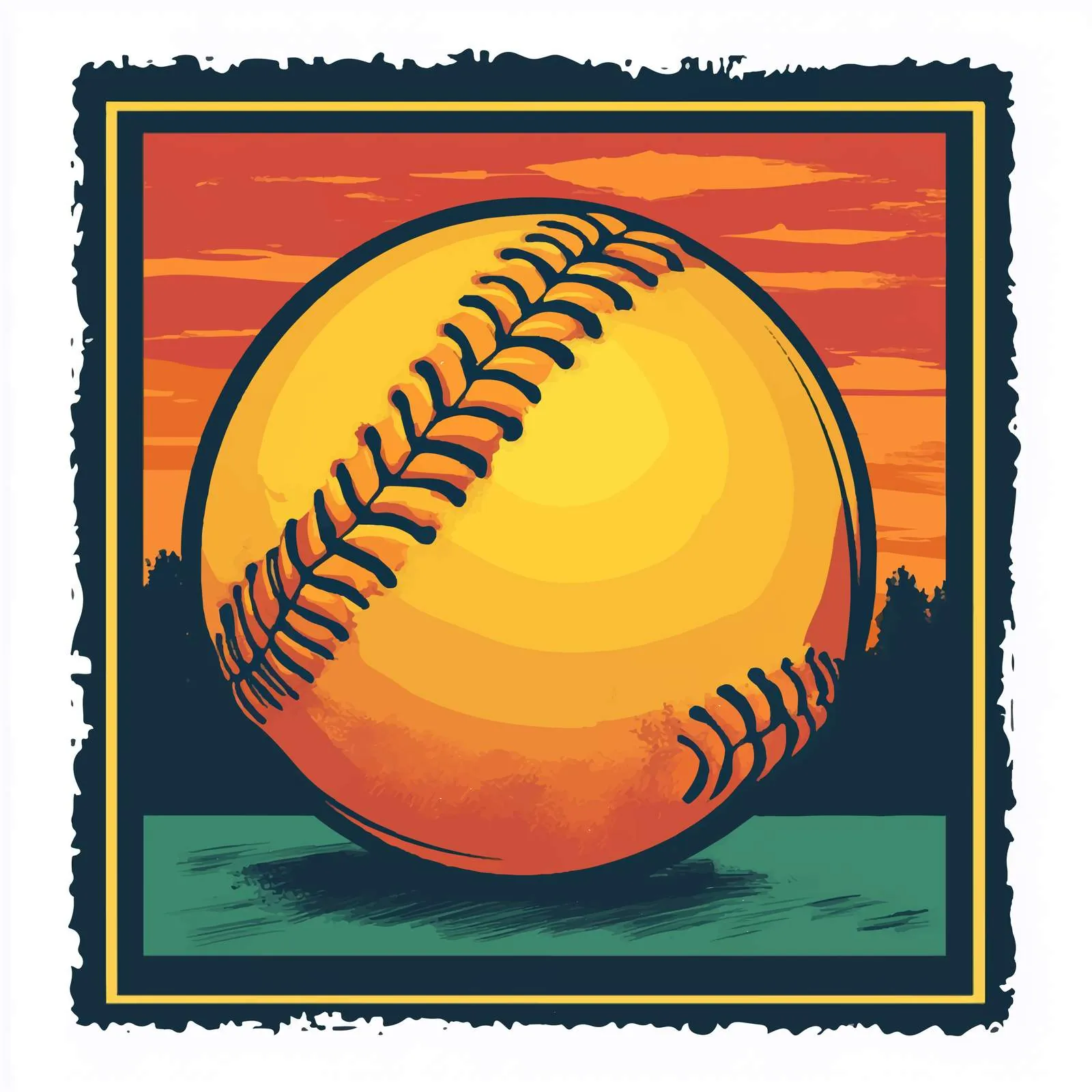 Framed Flat Vector Illustration of Softball – free entertainment art image from Dotvec