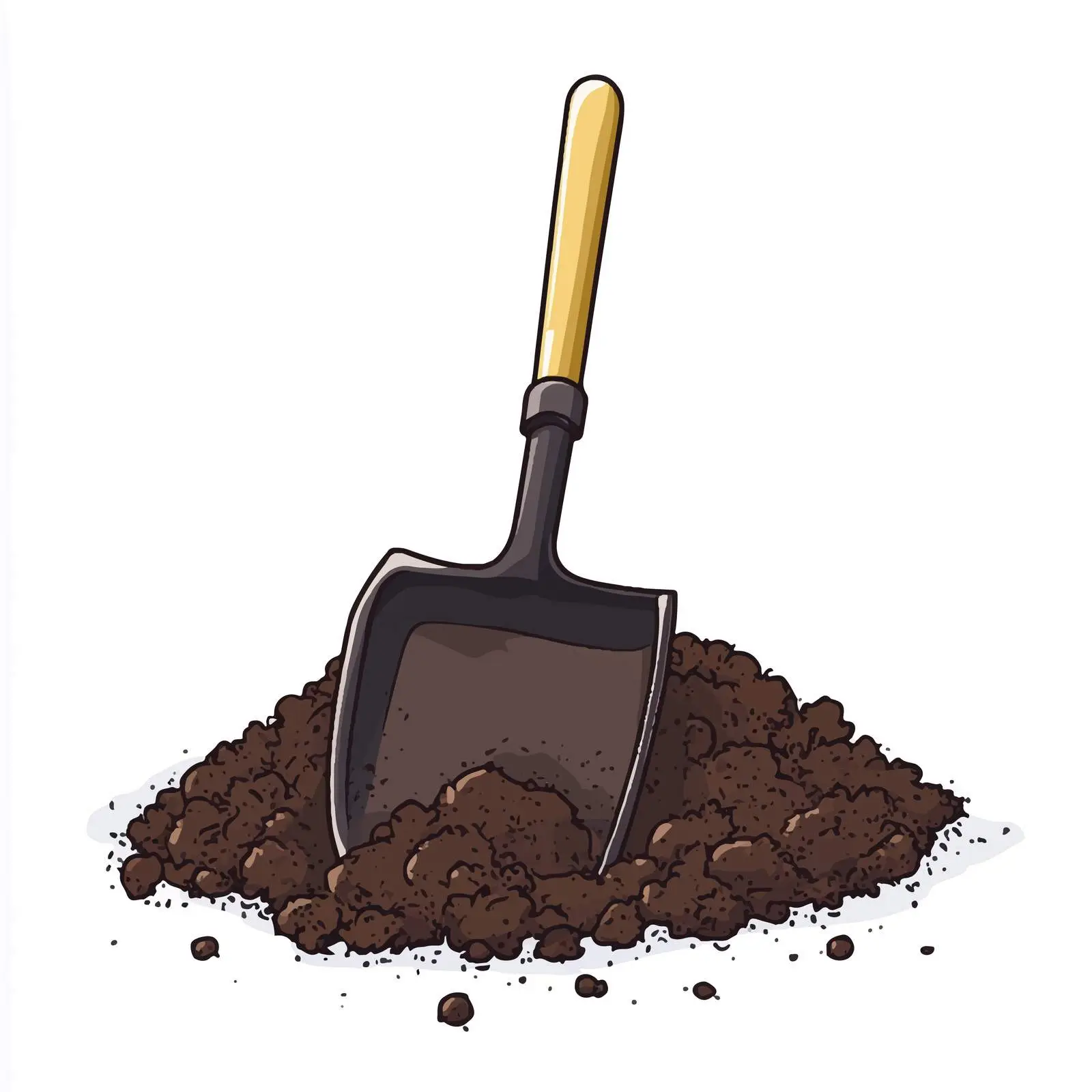 Hand Drawn Shovel and Soil Vector Illustration — free download from Dotvec