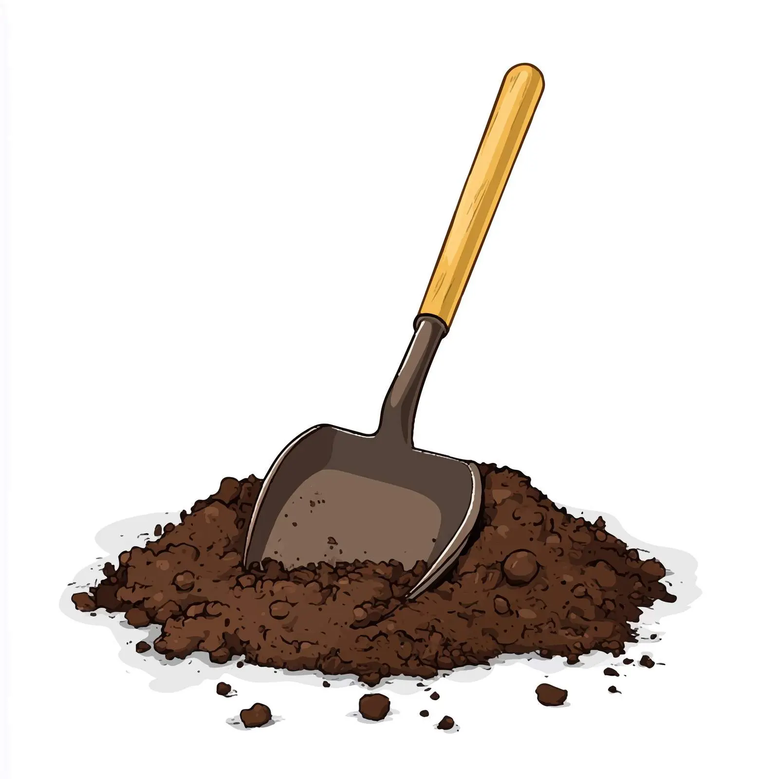 Hand-Drawn Soil and Shovel Cartoon Vector — free download from Dotvec
