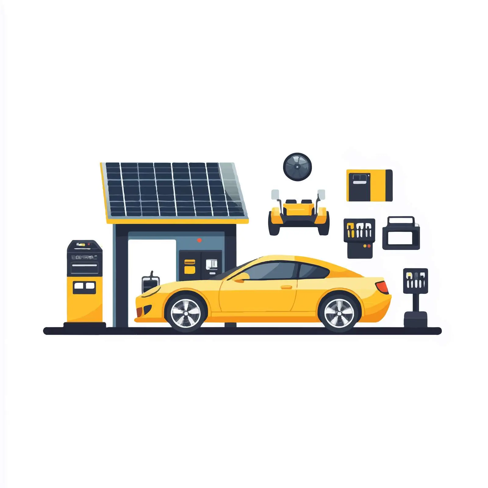 Solar and Automotive Service Vector Icons Design — free download from Dotvec