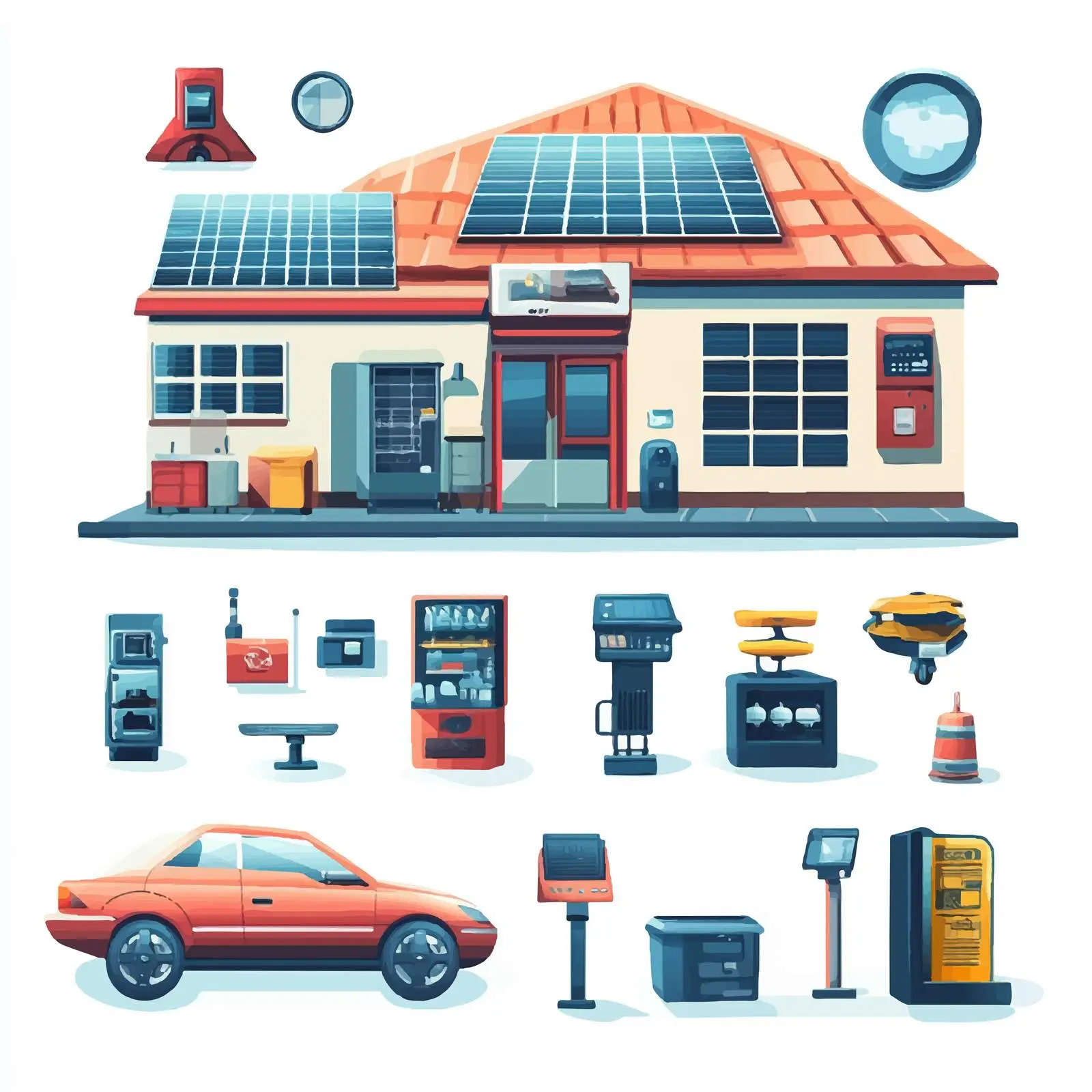 Solar and Automotive Service Vector Icons — free download from Dotvec