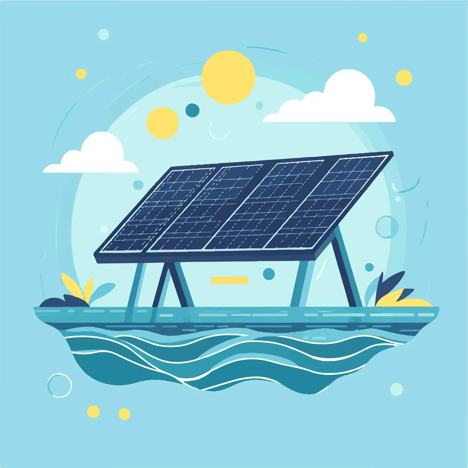 Solar Panel Ocean Renewable Energy Vector Illustration — free download from Dotvec