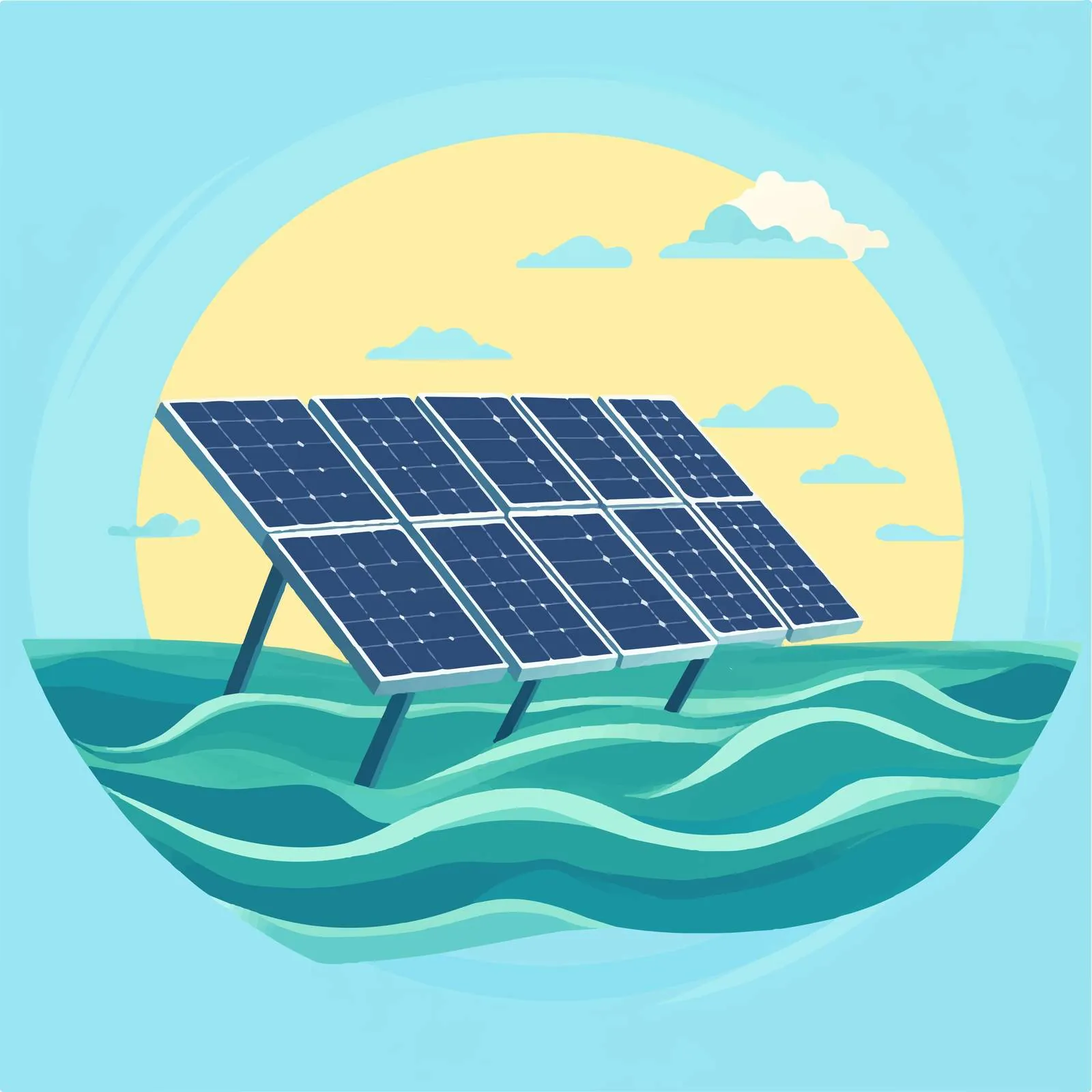 Ocean Renewable Energy Solar Panel Vector Illustration — free download from Dotvec