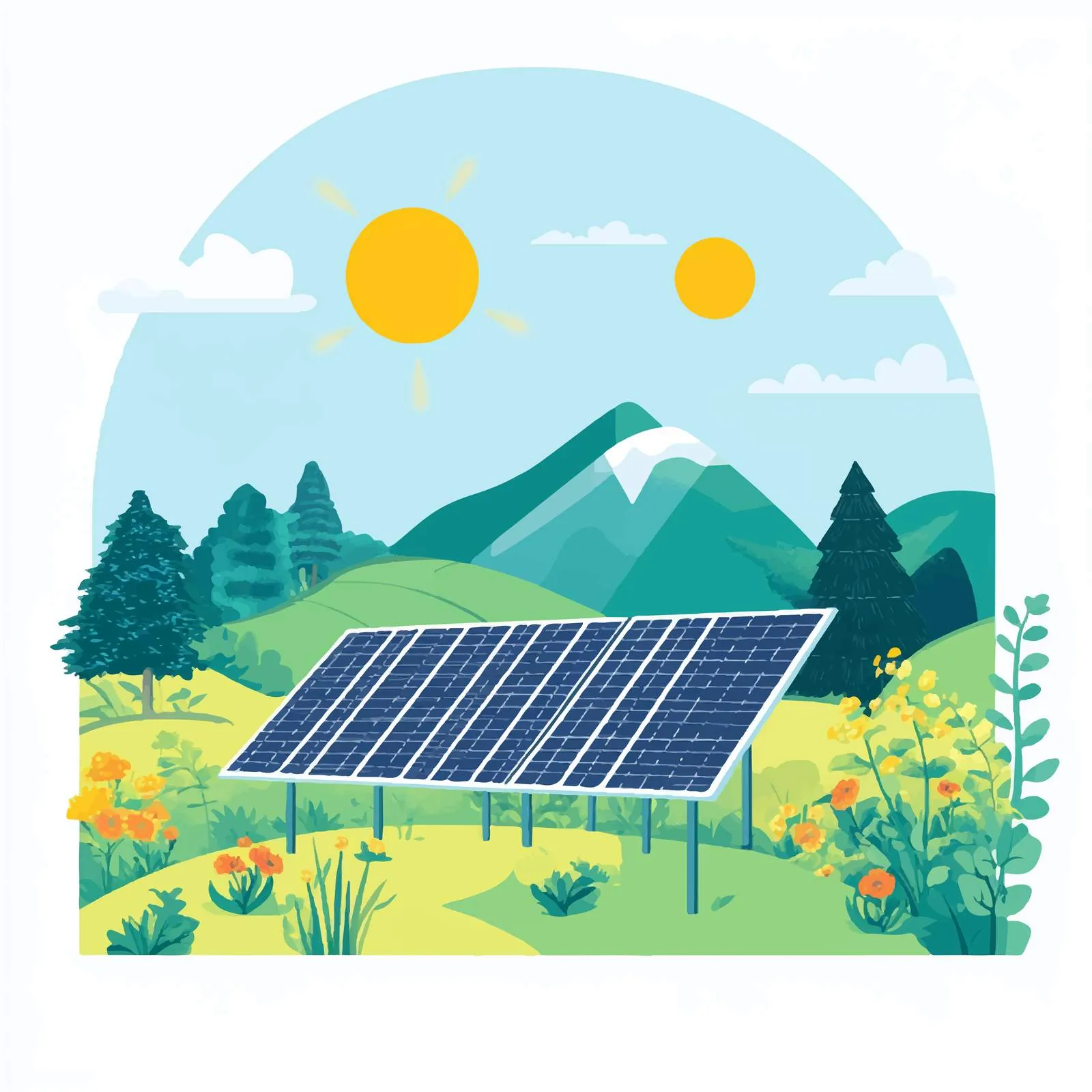 Ecological Solar Renewable Energy Vector Illustration — free download from Dotvec