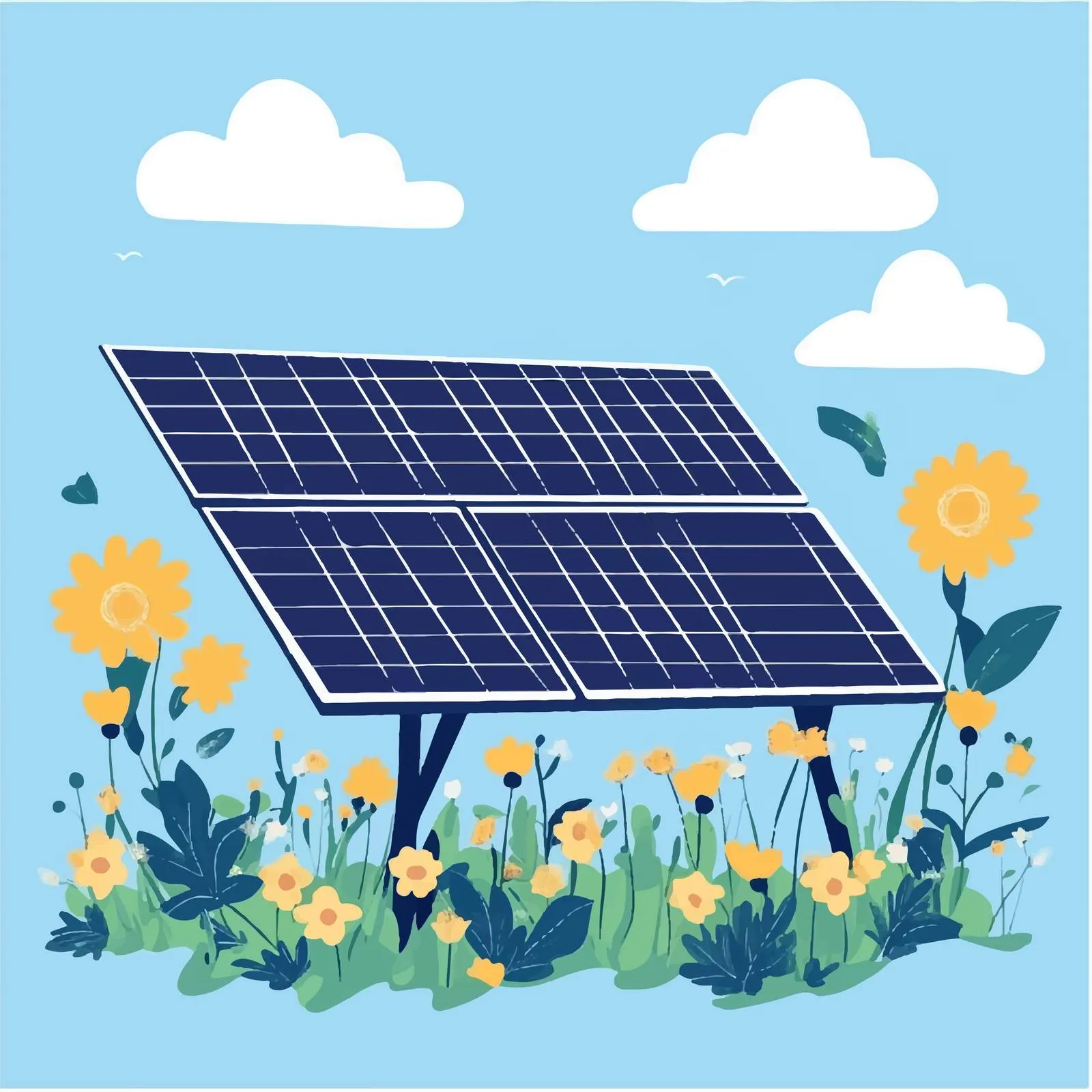 Solar Renewable Energy Ecological Vector Illustration — free download from Dotvec