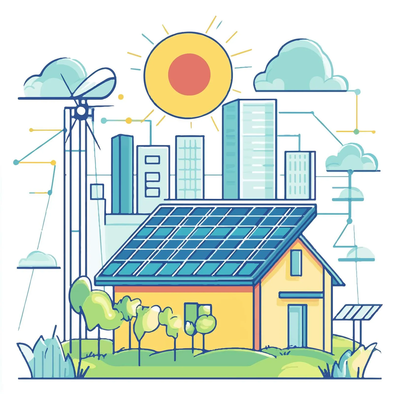 Solar Renewable Energy Economy Vector Illustration – free solar power image from Dotvec