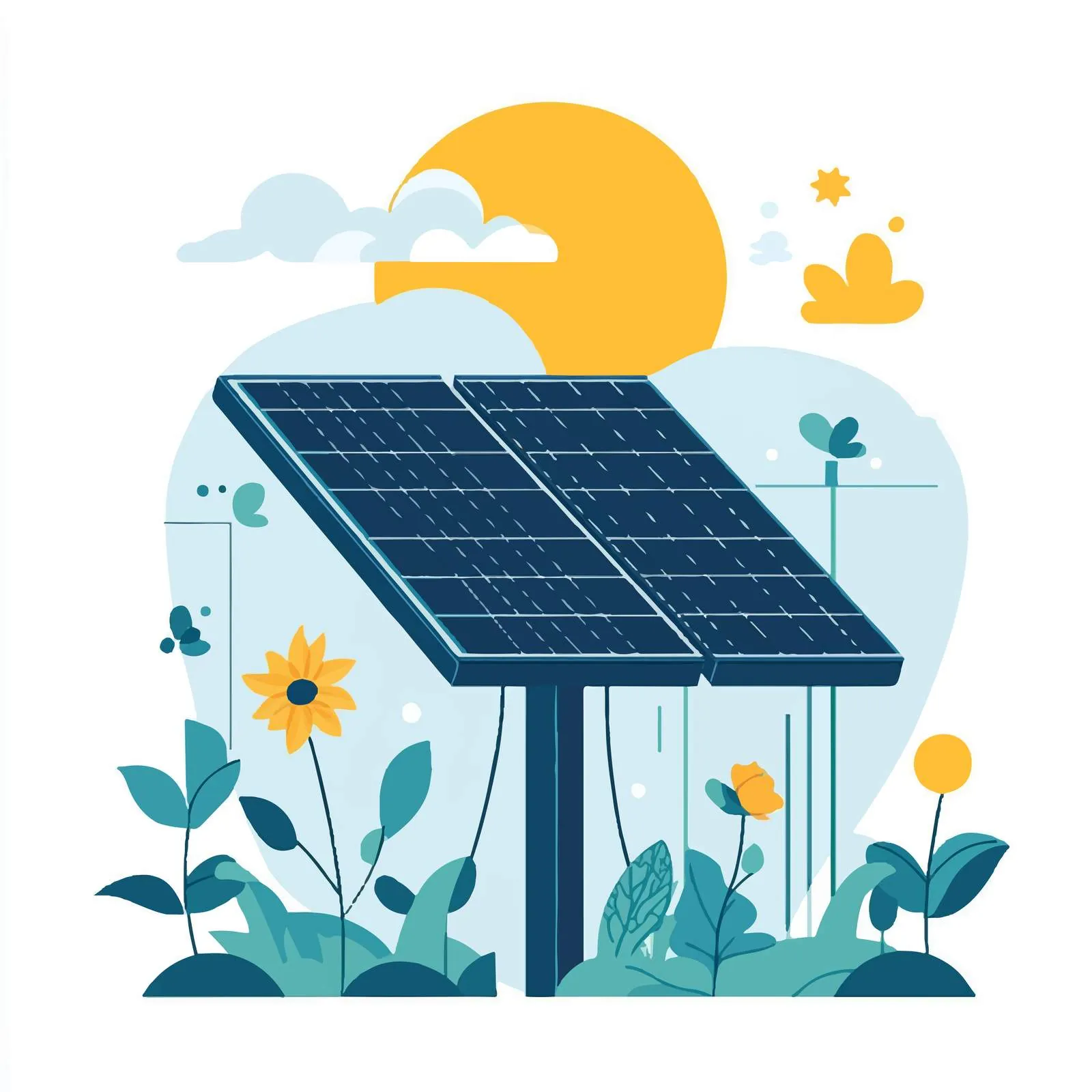 Solar Renewable Energy Economy Vector Illustration – free ecological footprint image from Dotvec