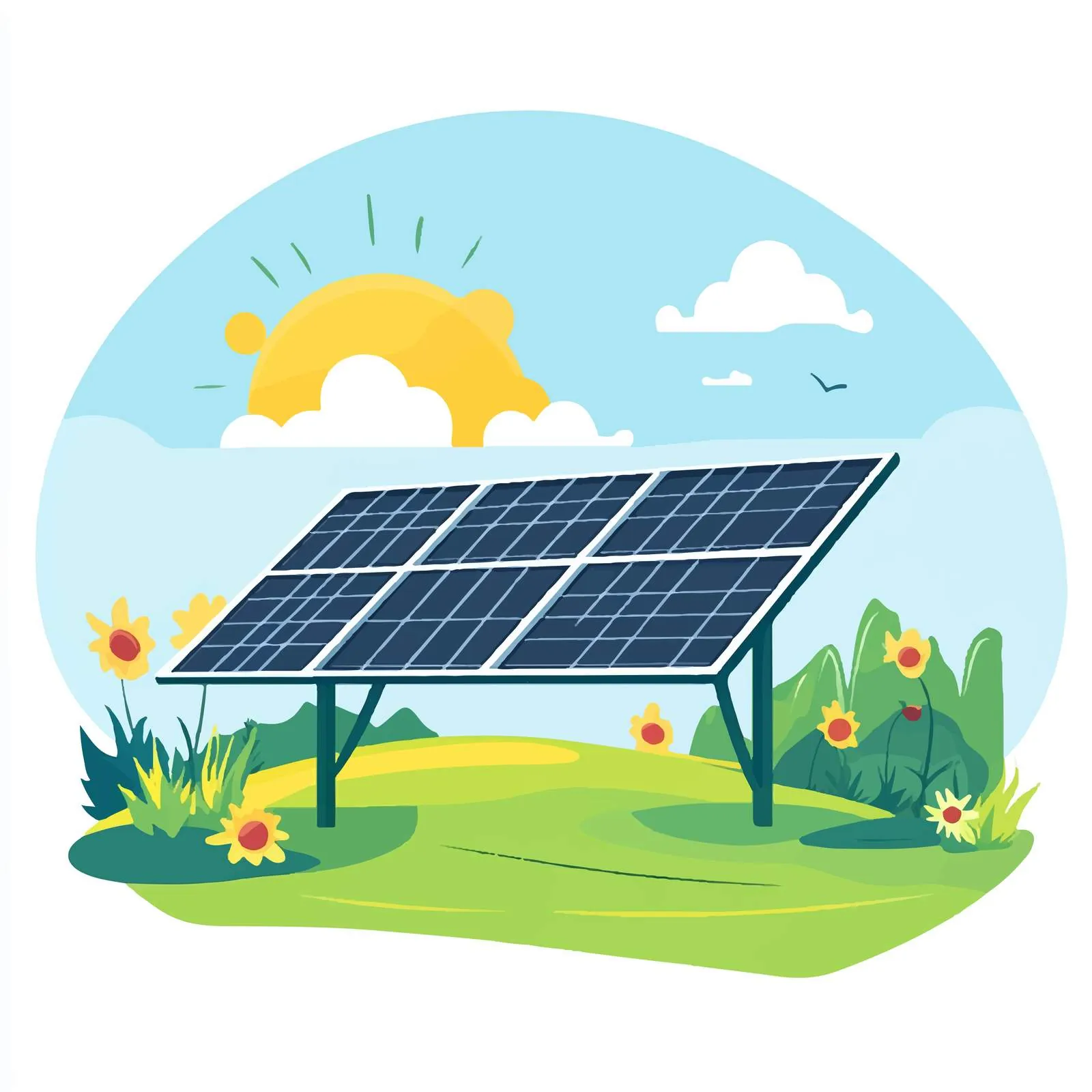 Solar Renewable Energy Economy Vector Illustration – free solar power image from Dotvec