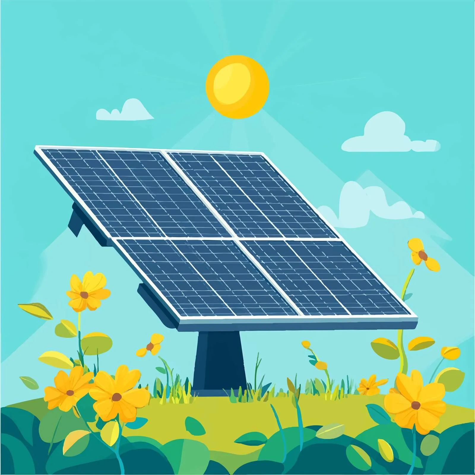 Solar Renewable Energy Environmental Illustration — free download from Dotvec