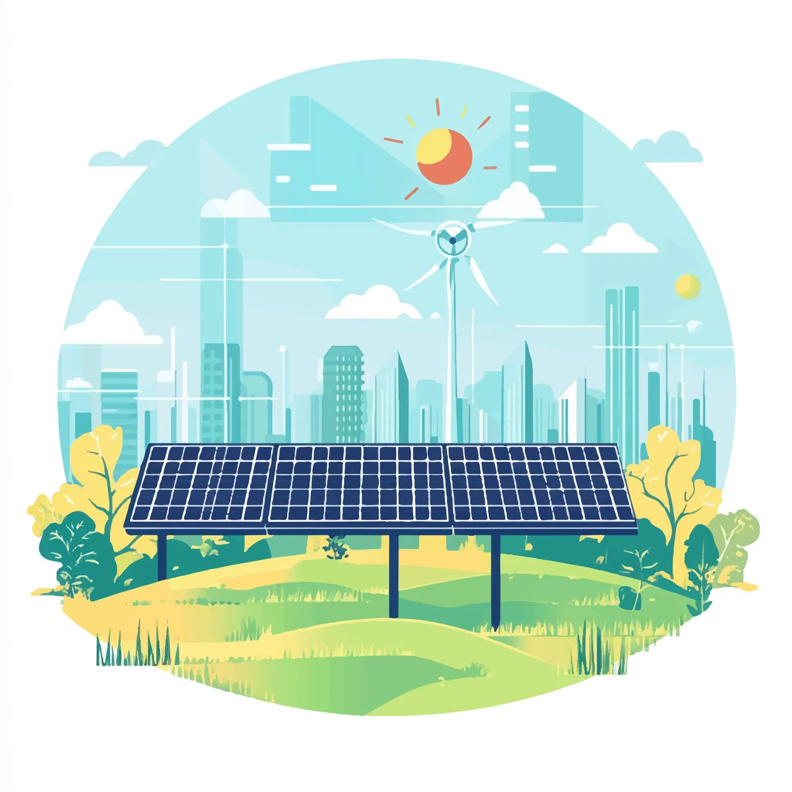 Solar Renewable Energy Flat Vector Illustration – free solar power image from Dotvec