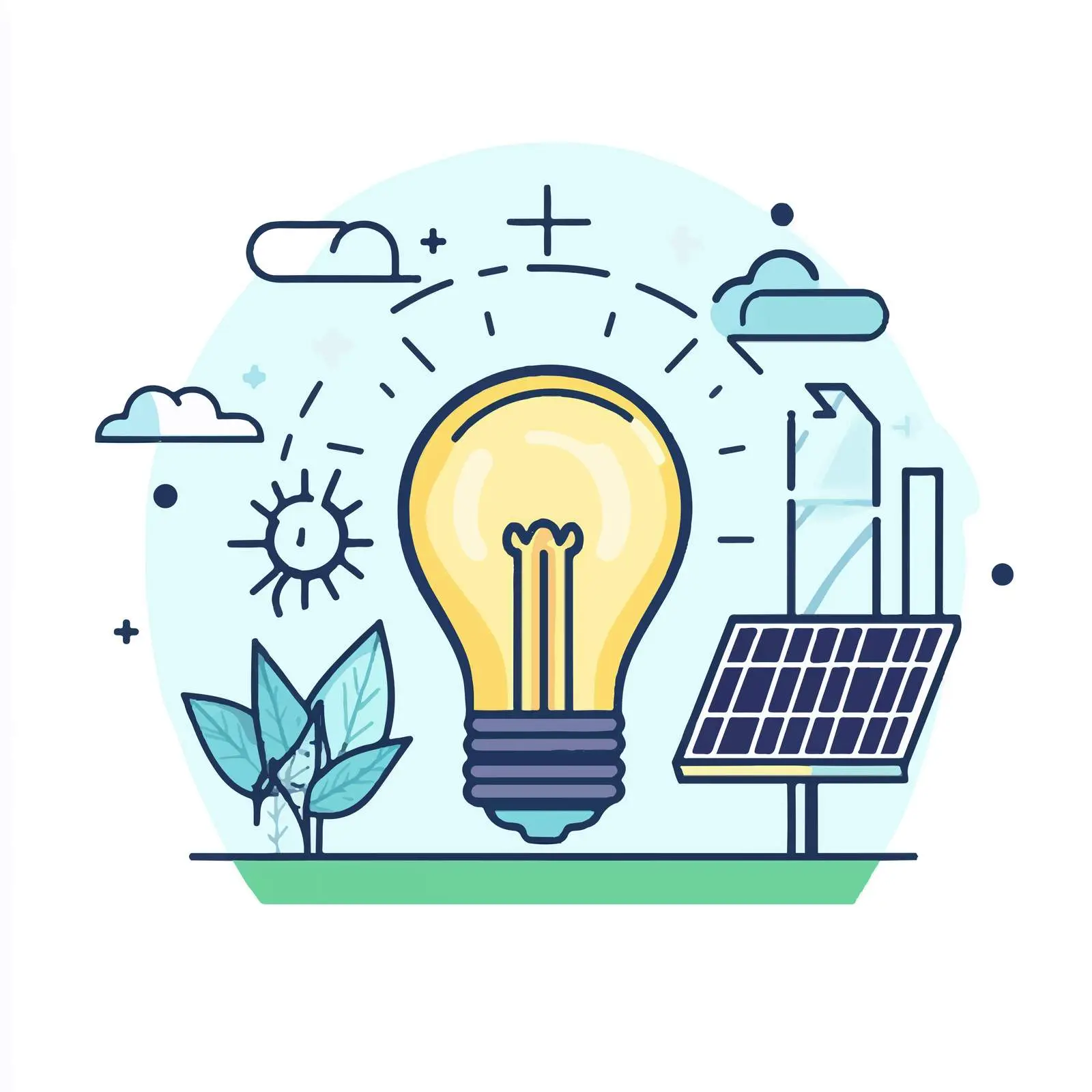 Solar Energy Light Bulb Vector Illustration — free download from Dotvec