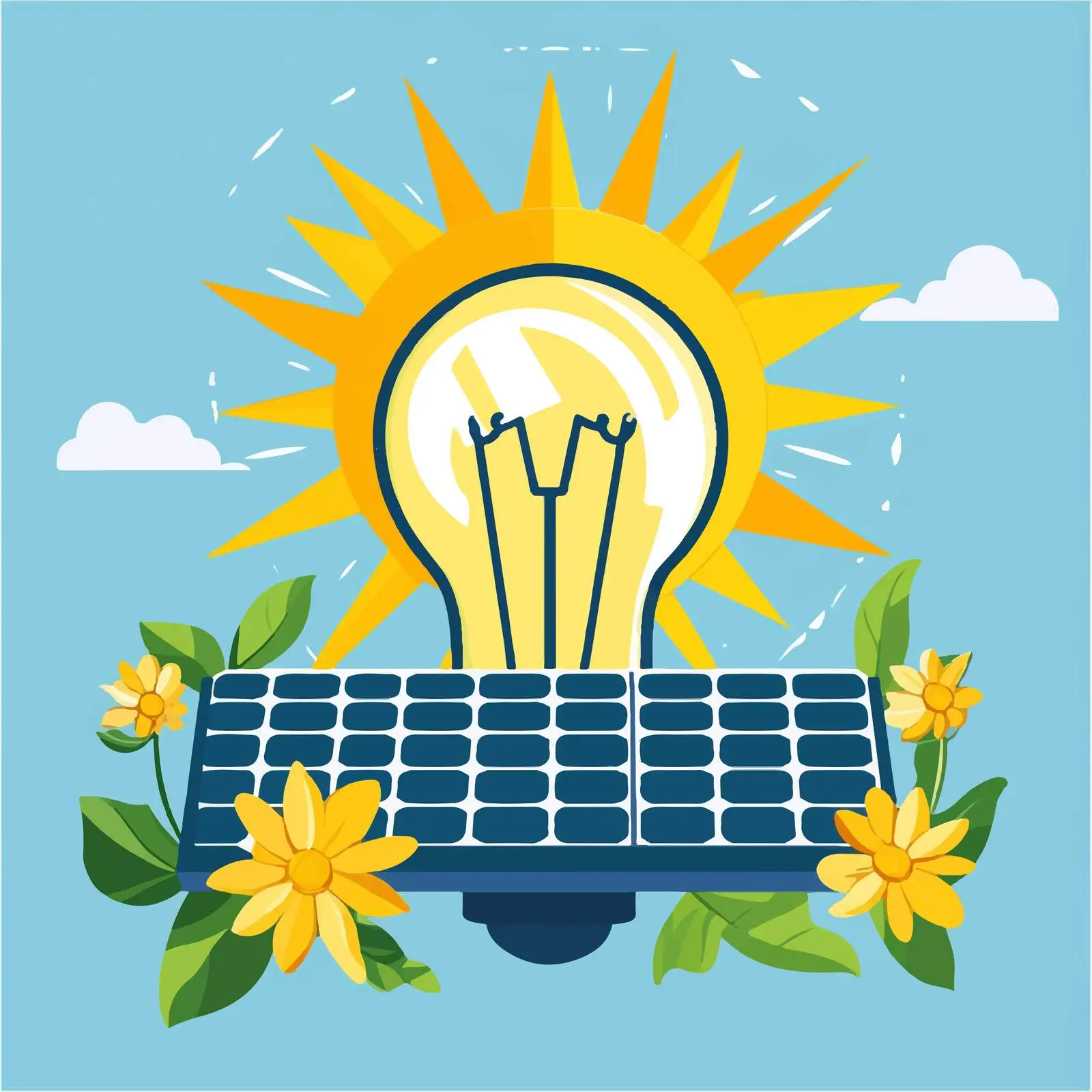 Solar Renewable Energy Light Bulb Vector Illustration — free download from Dotvec