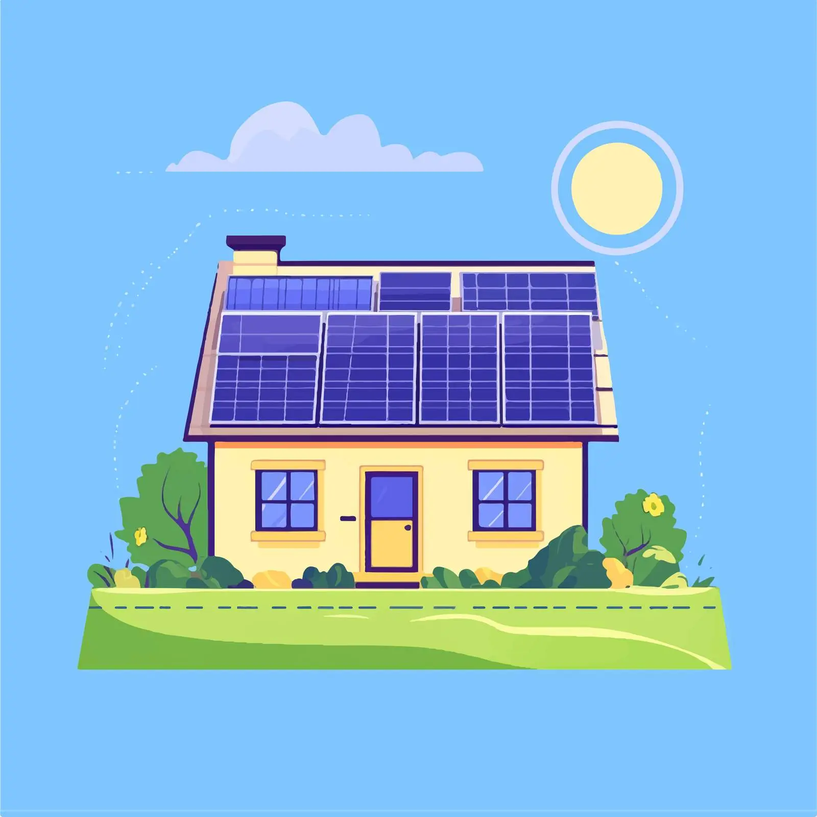 Smart Home Solar Renewable Energy Vector Illustration — free download from Dotvec