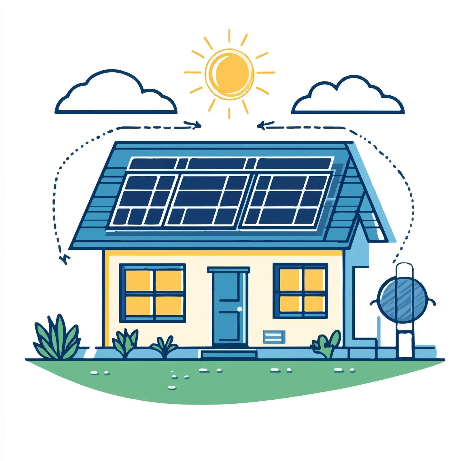 Smart Home Solar Renewable Energy Illustration — free download from Dotvec