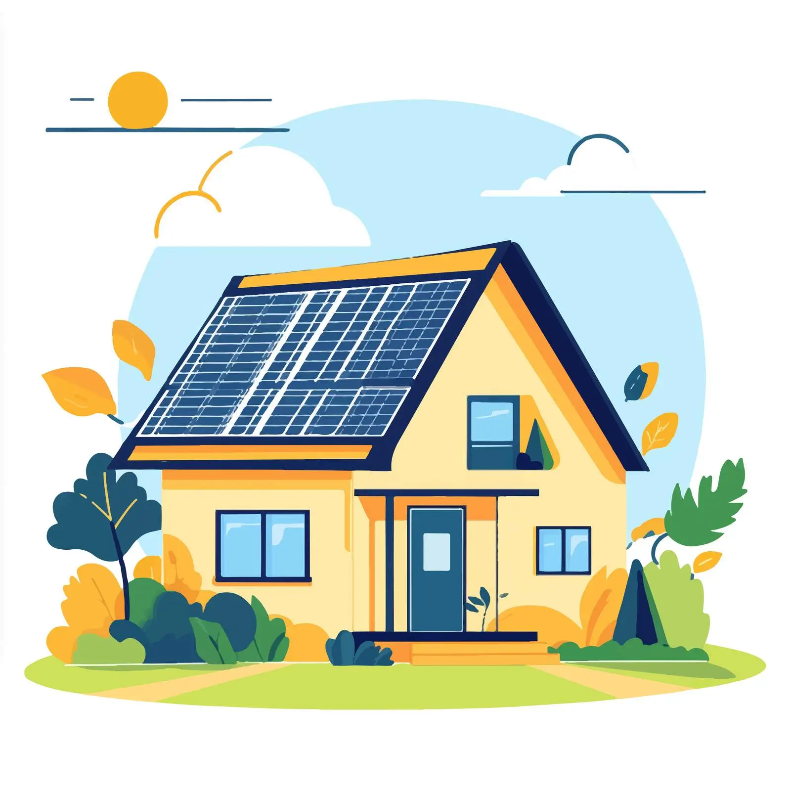 Smart Home Solar Renewable Energy Illustration — free download from Dotvec