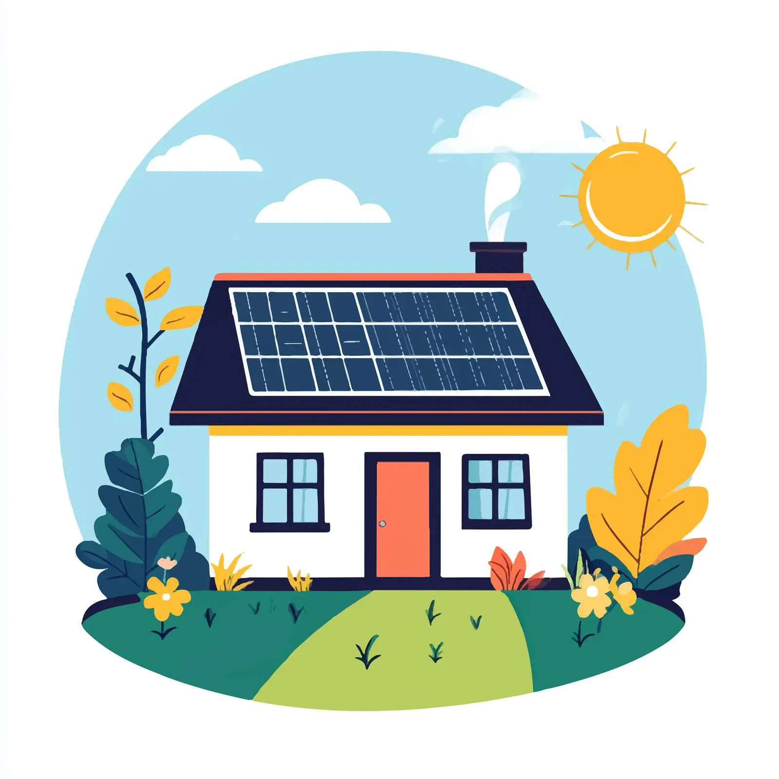 Smart Home Solar Renewable Energy Illustration — free download from Dotvec