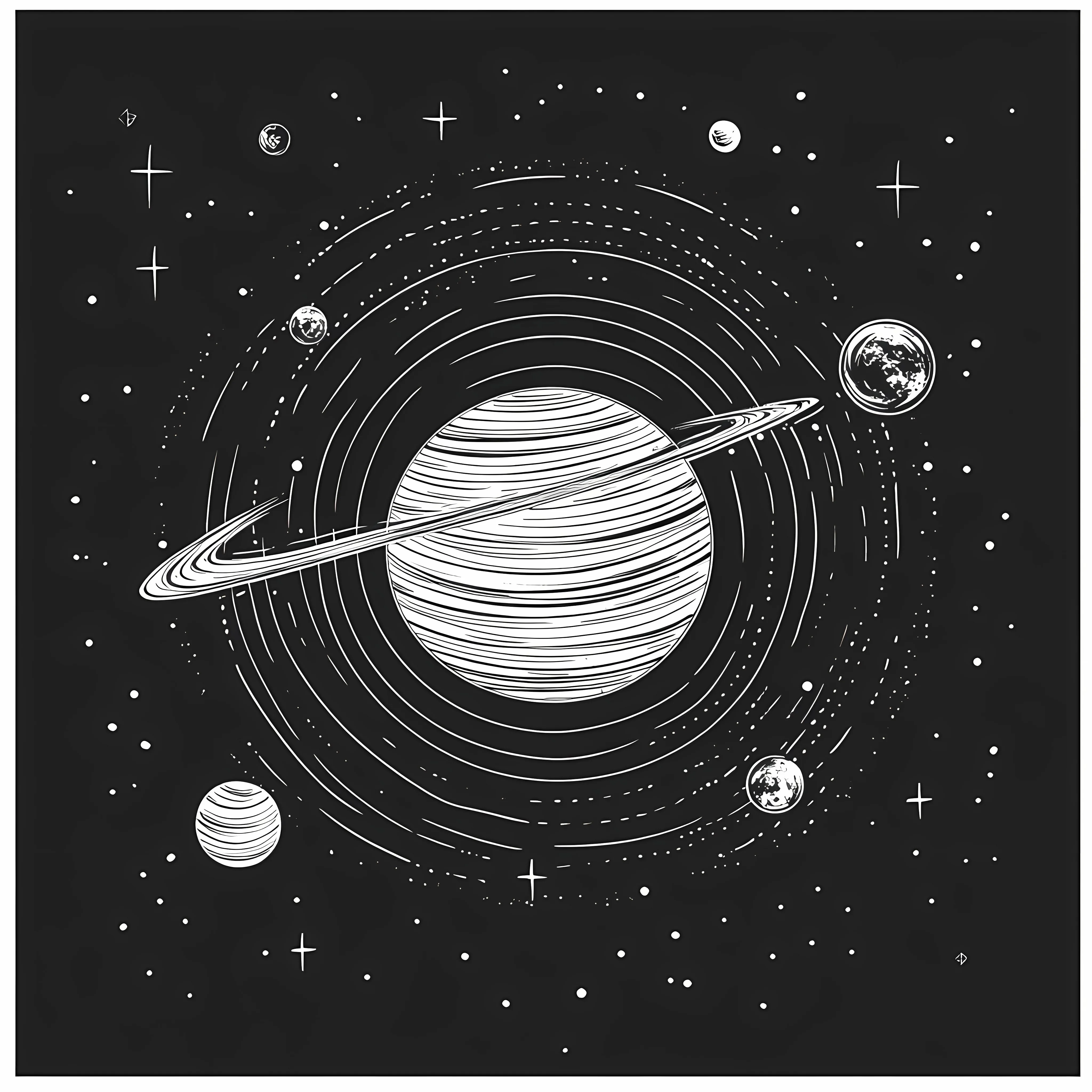 Hand Drawn Monochrome Solar System Illustration — free download from Dotvec