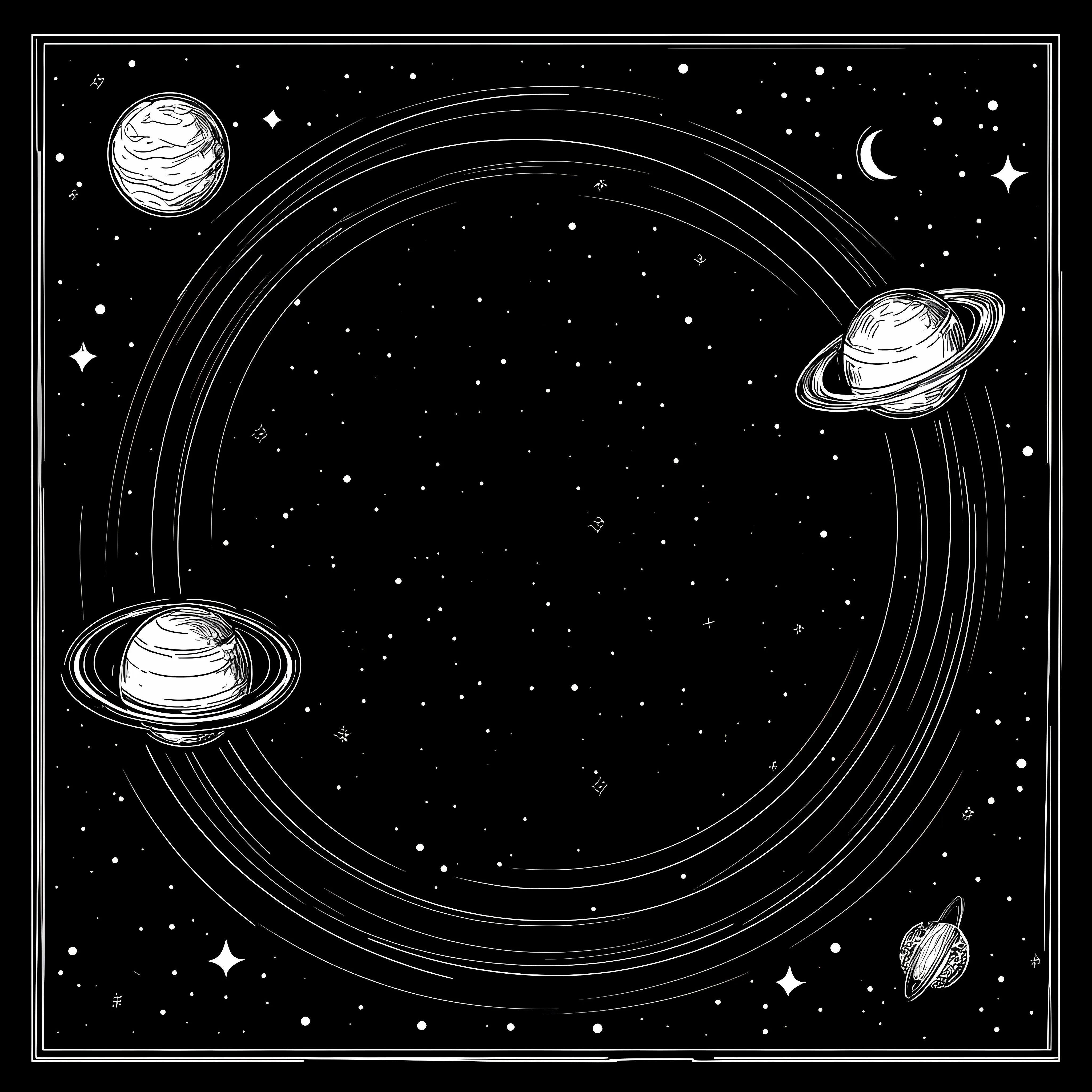 Hand Drawn Monochrome Solar System Planets — free download from Dotvec
