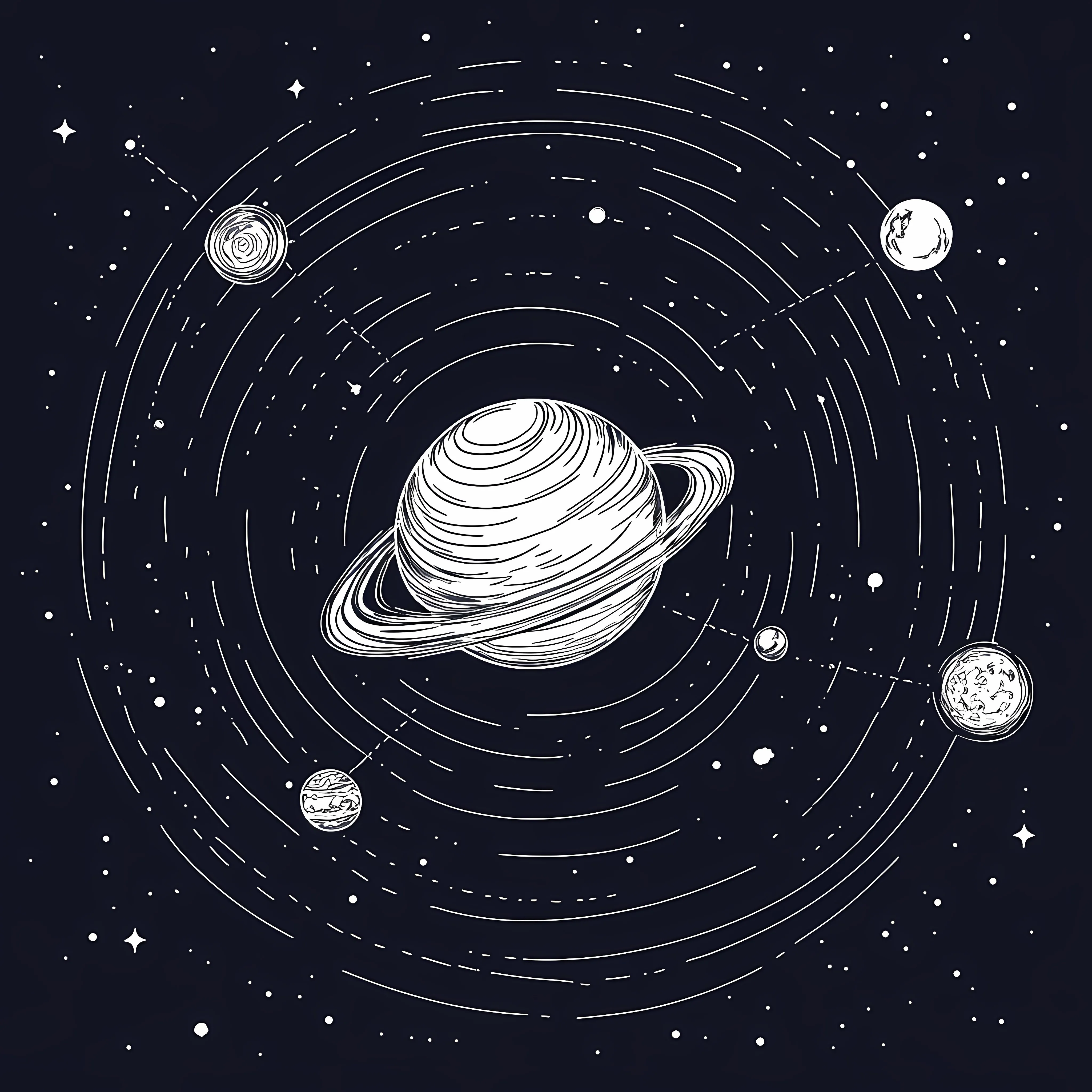 Hand Drawn Monochrome Solar System Planets — free download from Dotvec